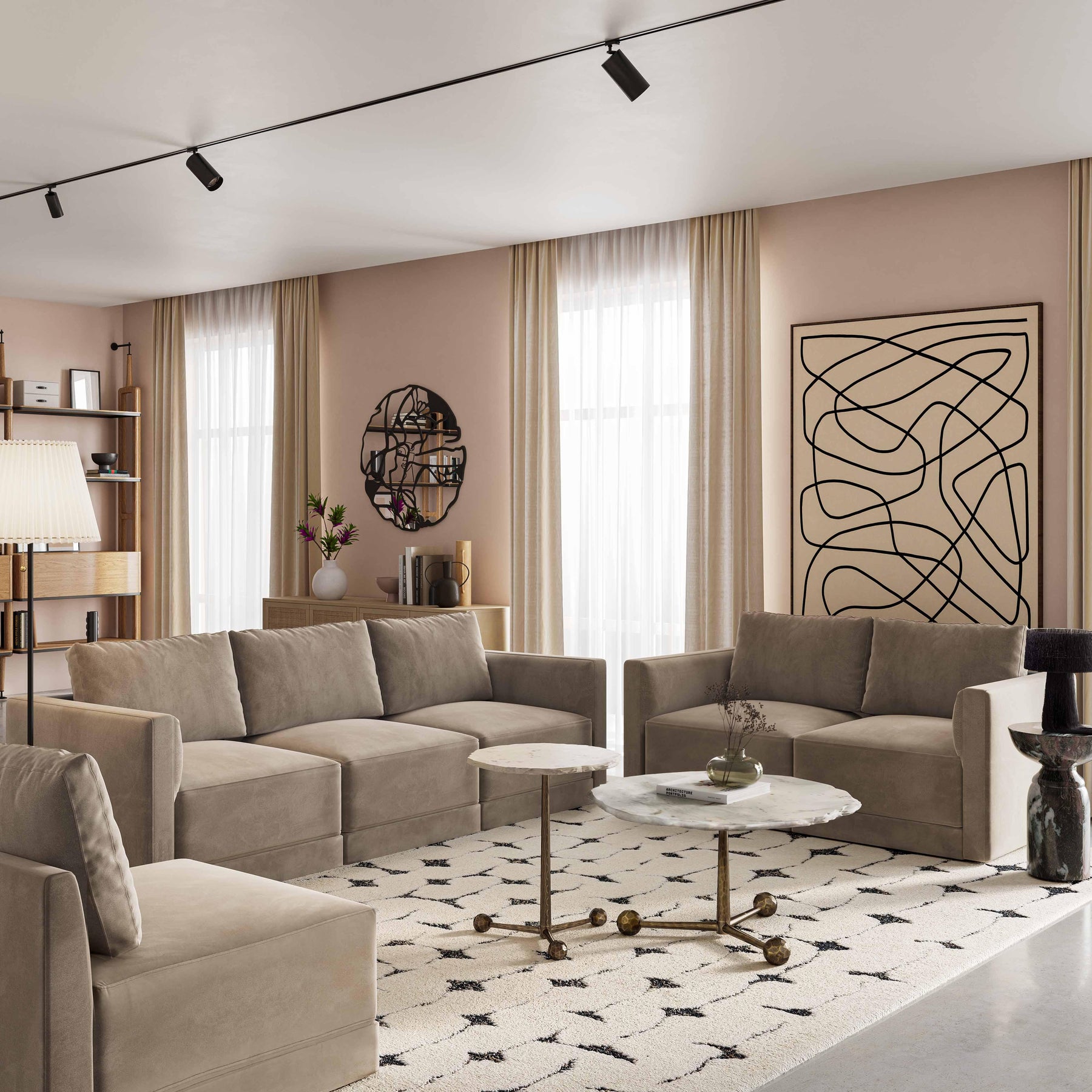Willow Performance Velvet Modular LAF Corner Chair