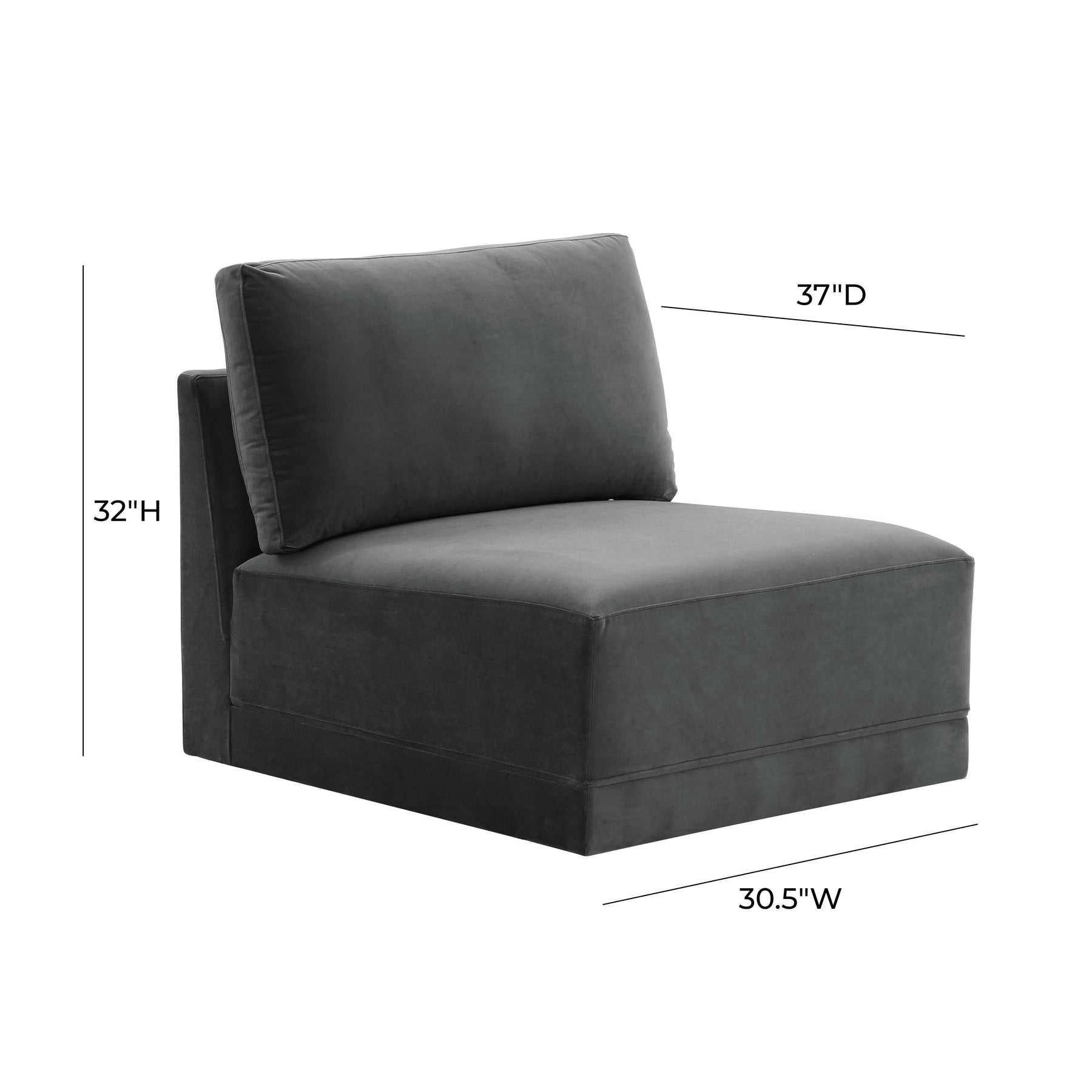 Willow Performance Velvet Modular Armless Chair