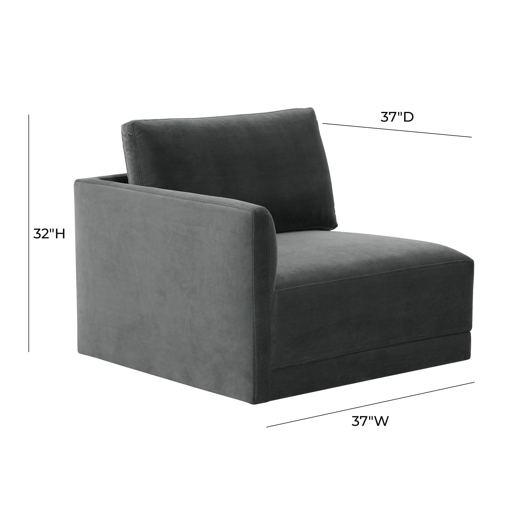 Willow Performance Velvet Modular LAF Corner Chair