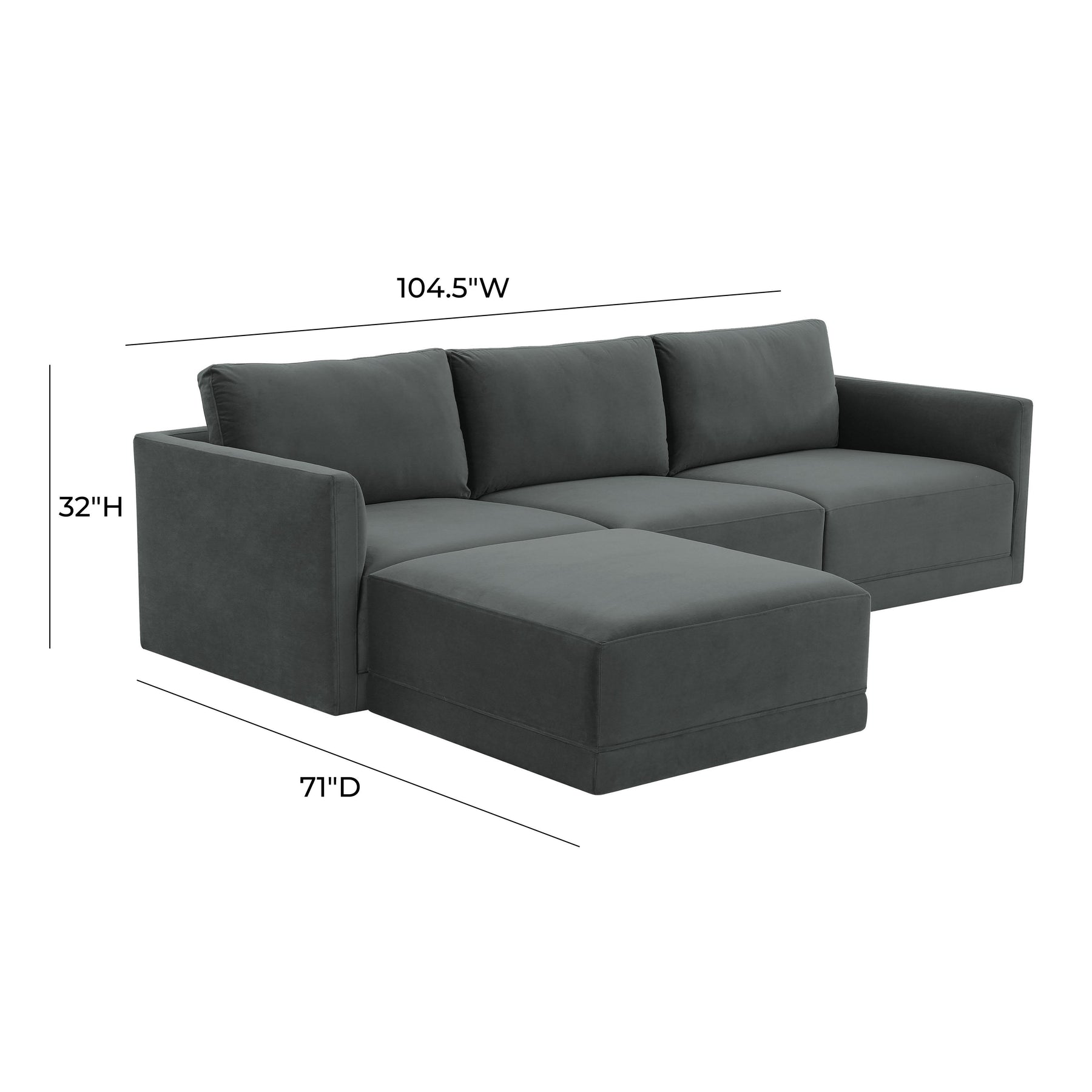 Willow 4-Piece Performance Velvet Modular Sectional