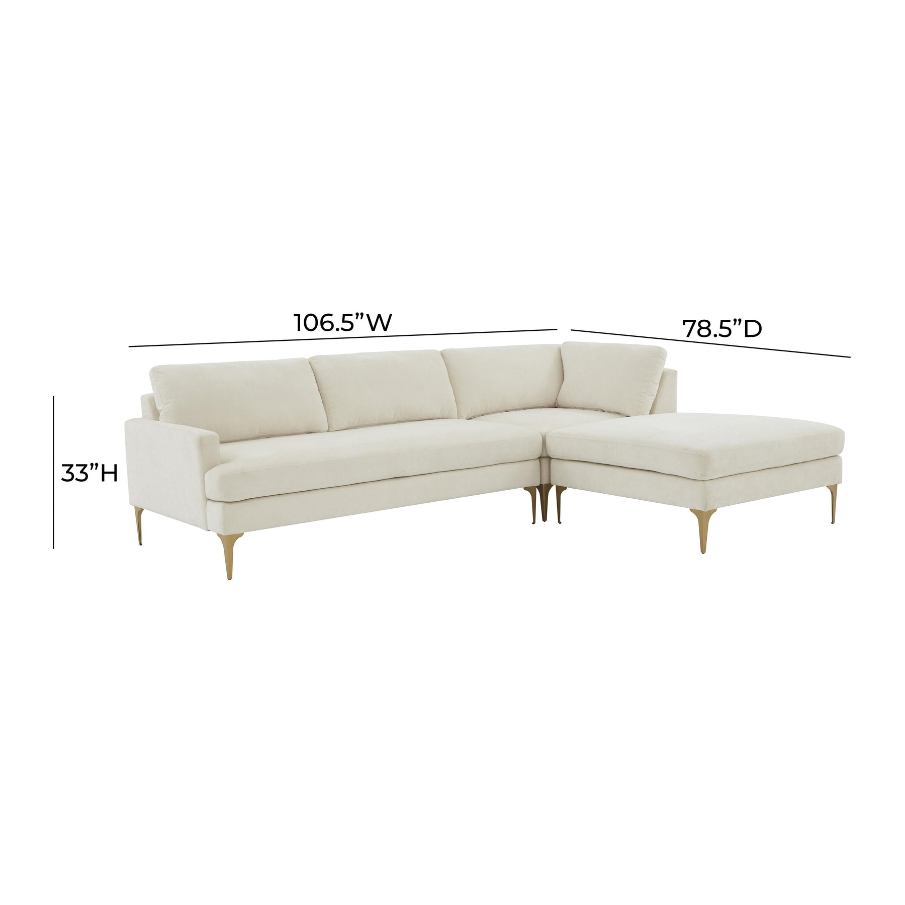 Serena 3-Piece Performance Velvet Chaise Sectional
