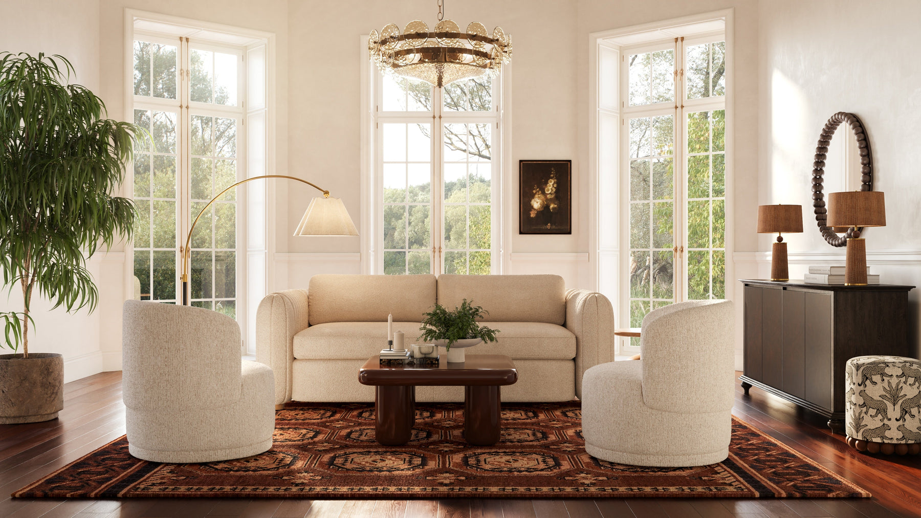 Porto 90" Honey Boucle Sofa