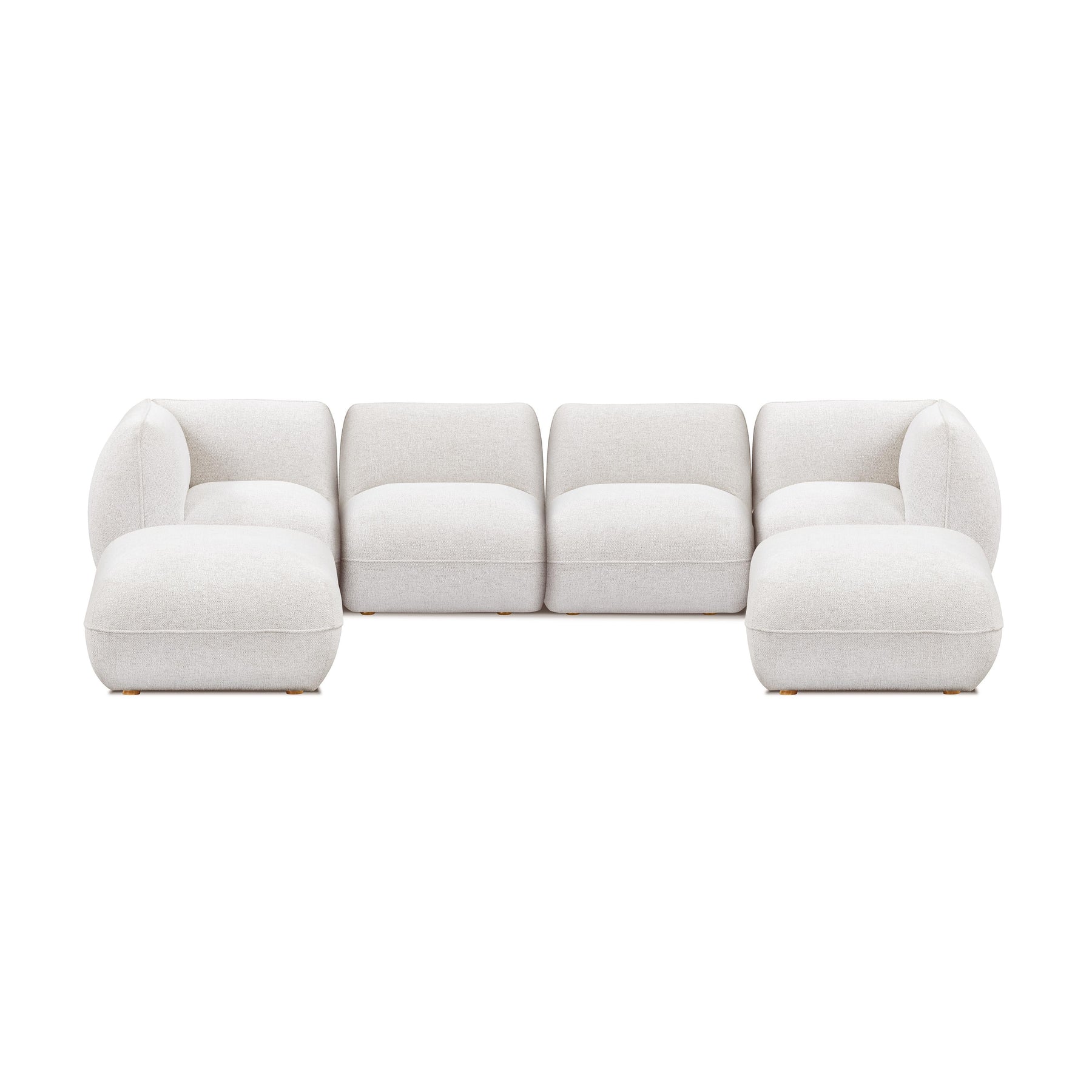 Arezza Stone White Contract-Grade Basketweave Chenille Modular U-Chaise Sectional