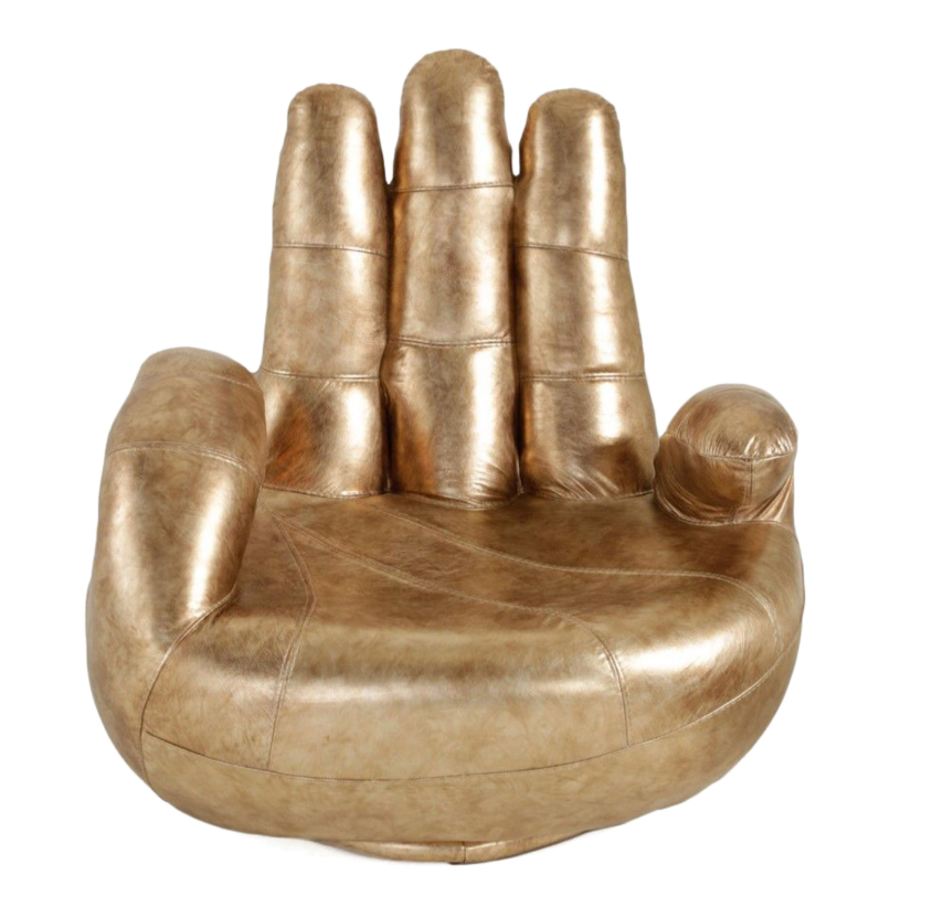 Hand Chair Gold Leather