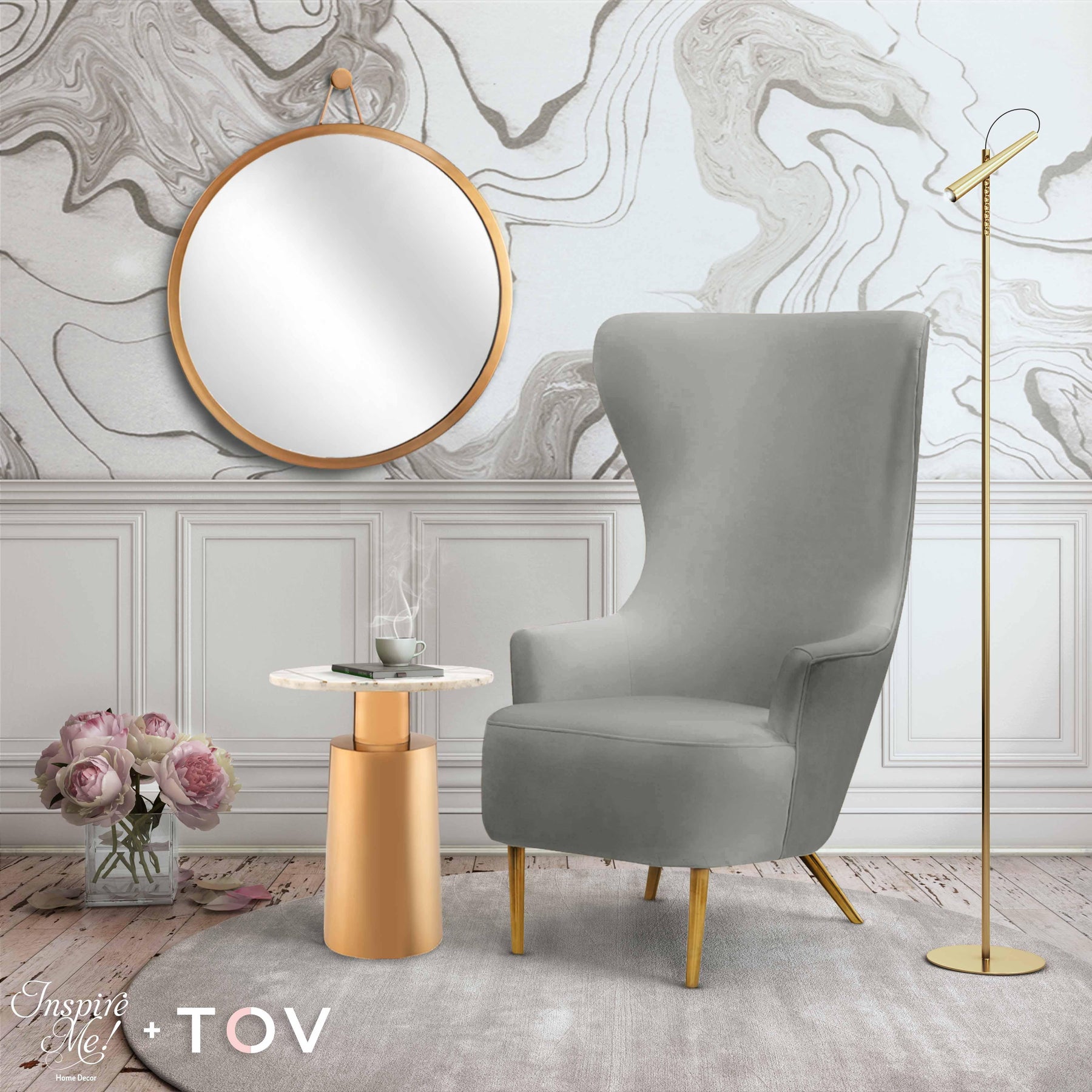 Julia Performance Velvet Wingback Accent Chair