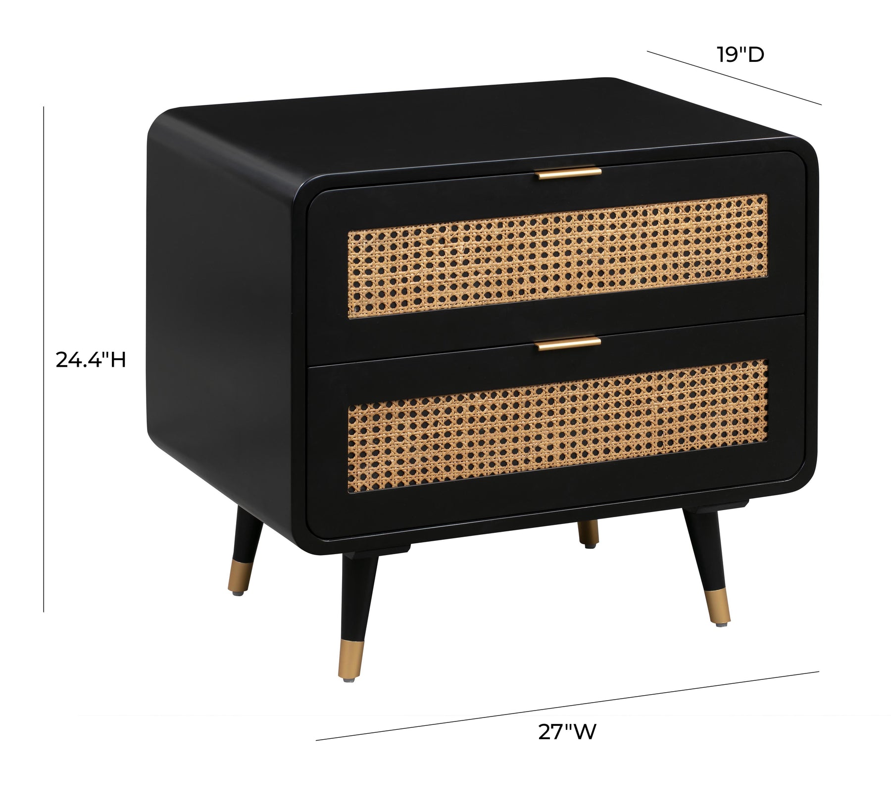 Christine 27" Black 2-Drawer Nightstand