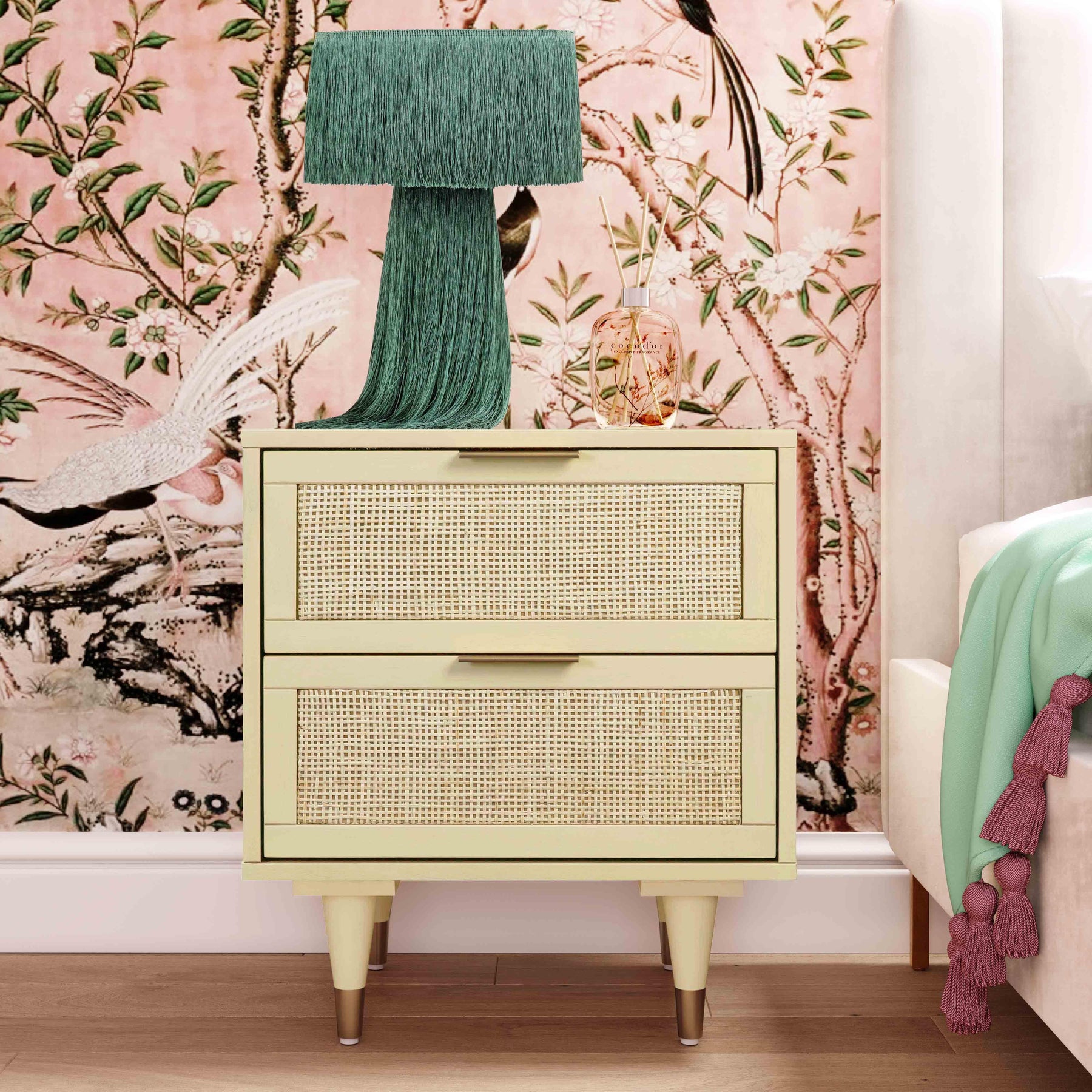 Sierra 22" Cane 2-Drawer Nightstand