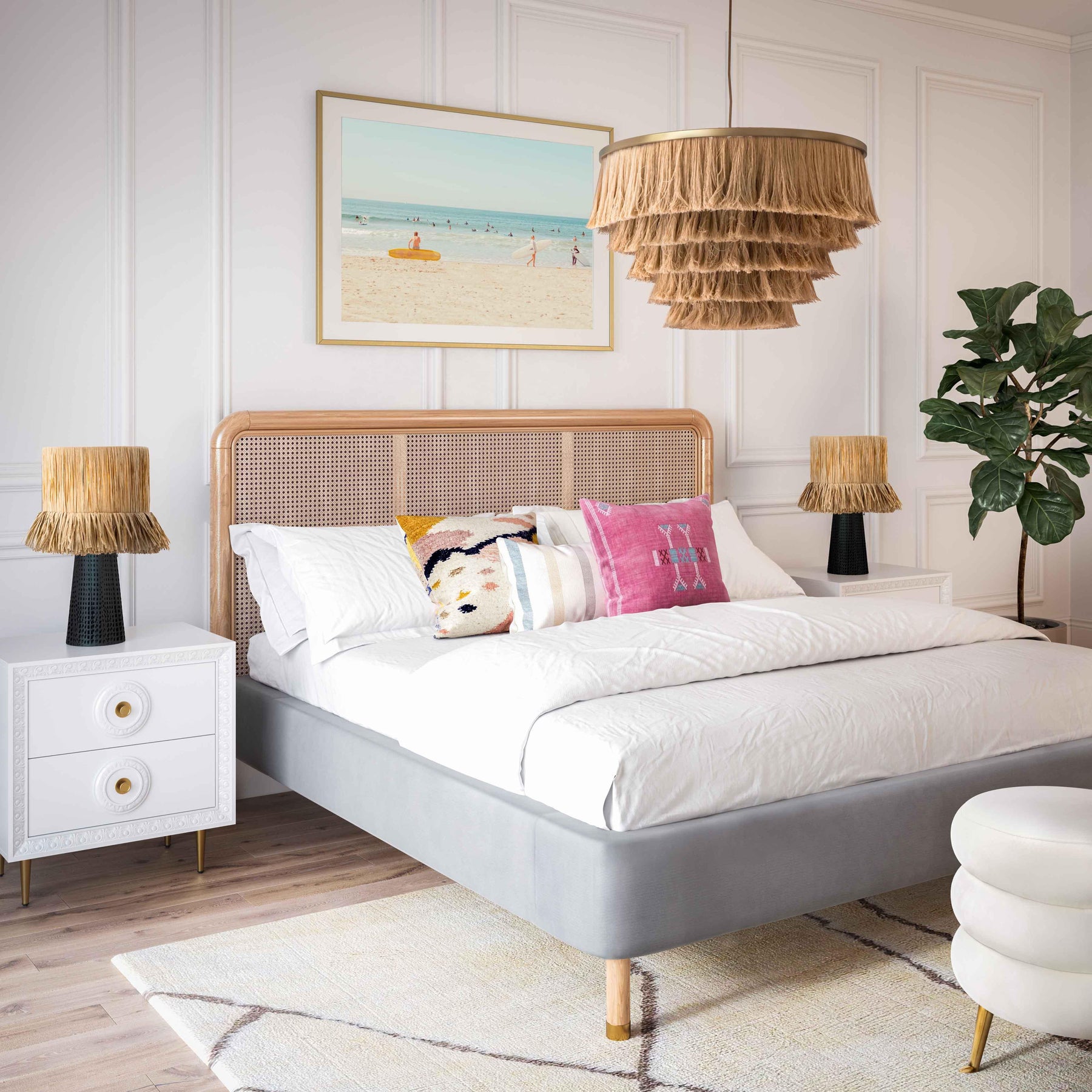 Kavali Performance Velvet and Natural Bed