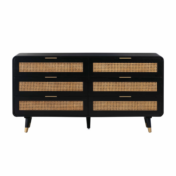 Christine 62" Black 6-Drawer Dresser