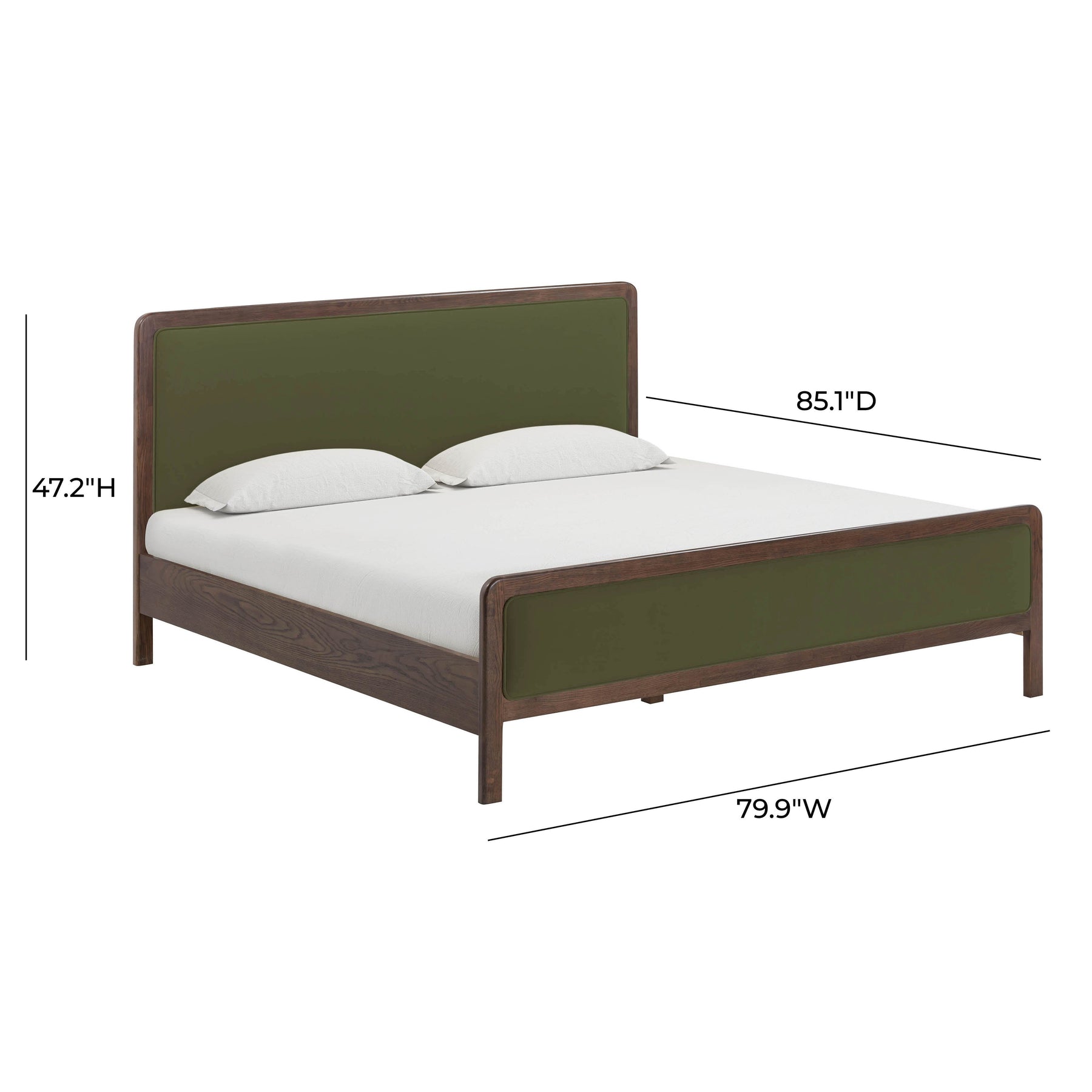 Hella Contract-Grade Velvet and Ash Wood Bed