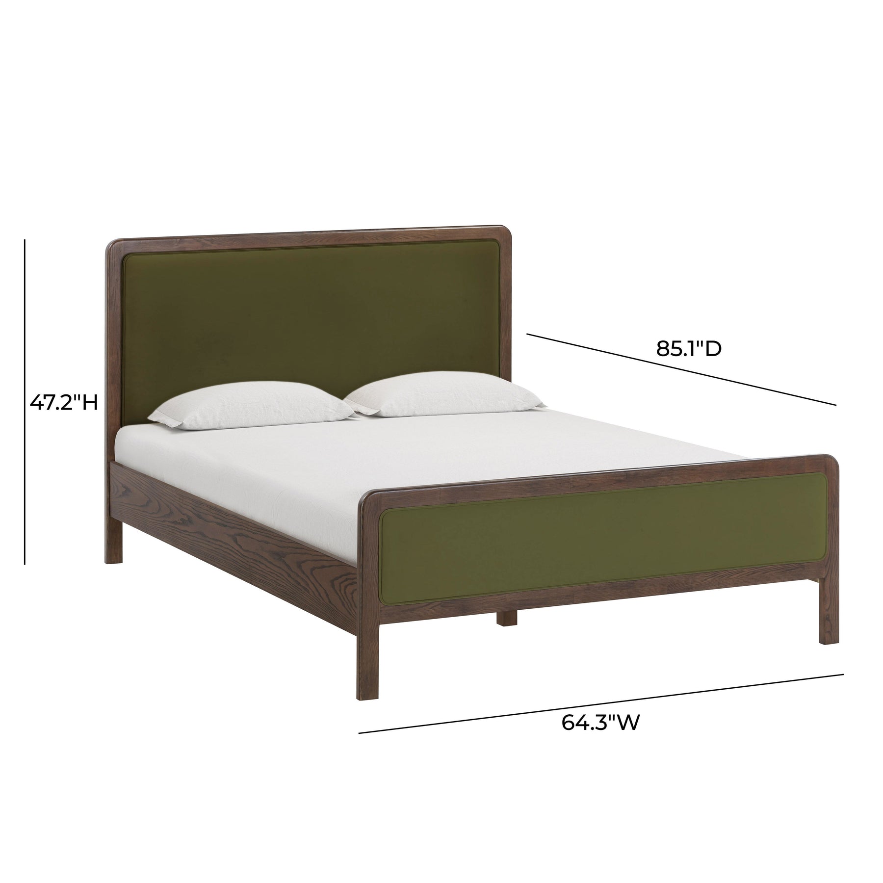 Hella Contract-Grade Velvet and Ash Wood Bed