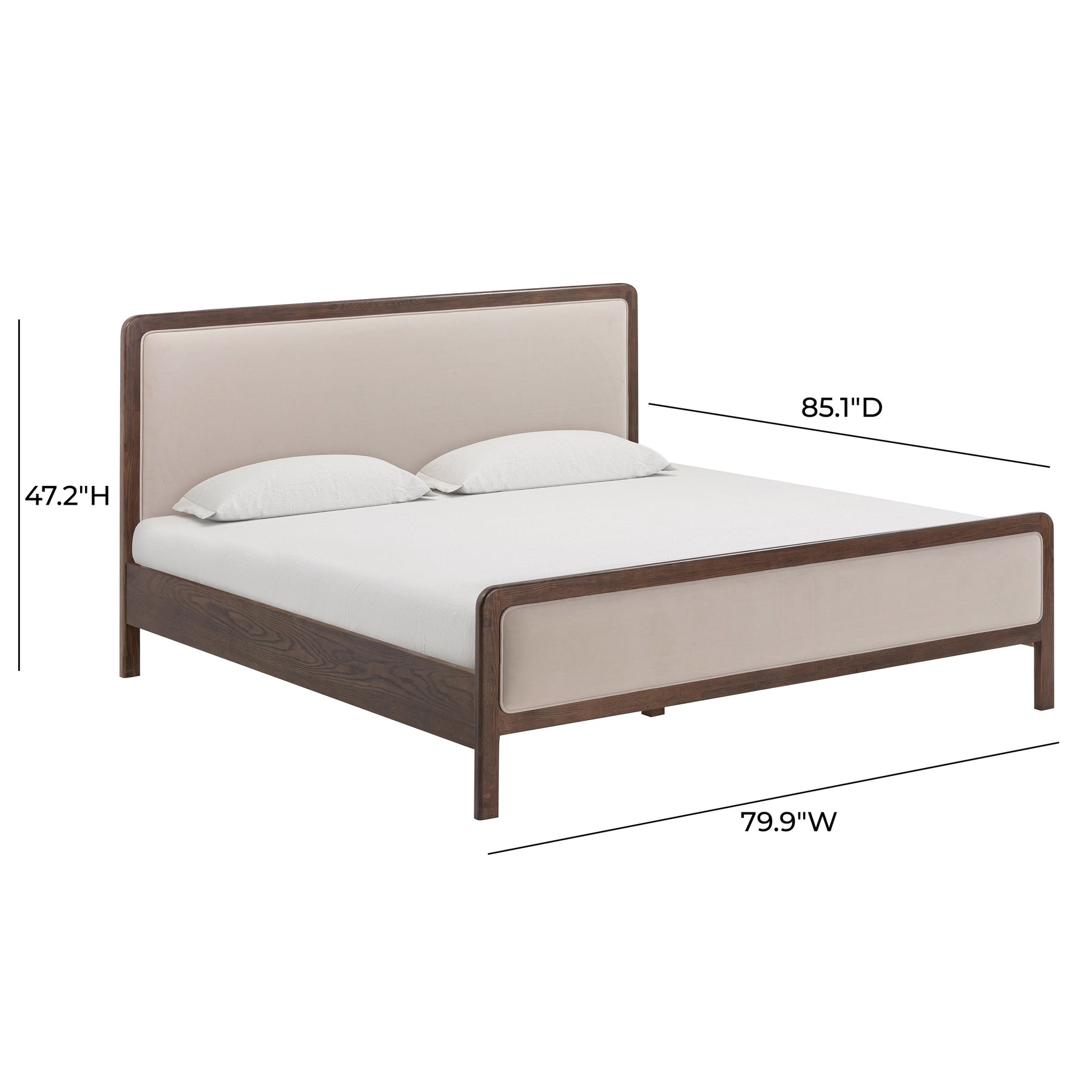 Hella Contract-Grade Velvet and Ash Wood Bed