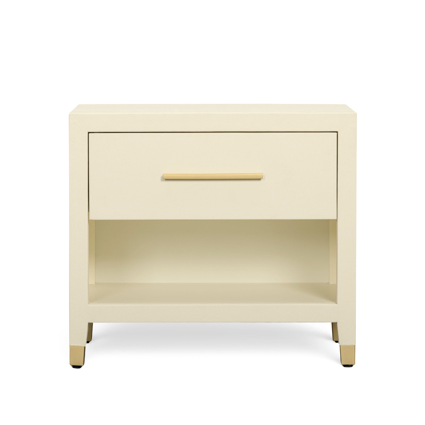 Dani 25" Cream Faux Shagreen Nightstand with Drawer