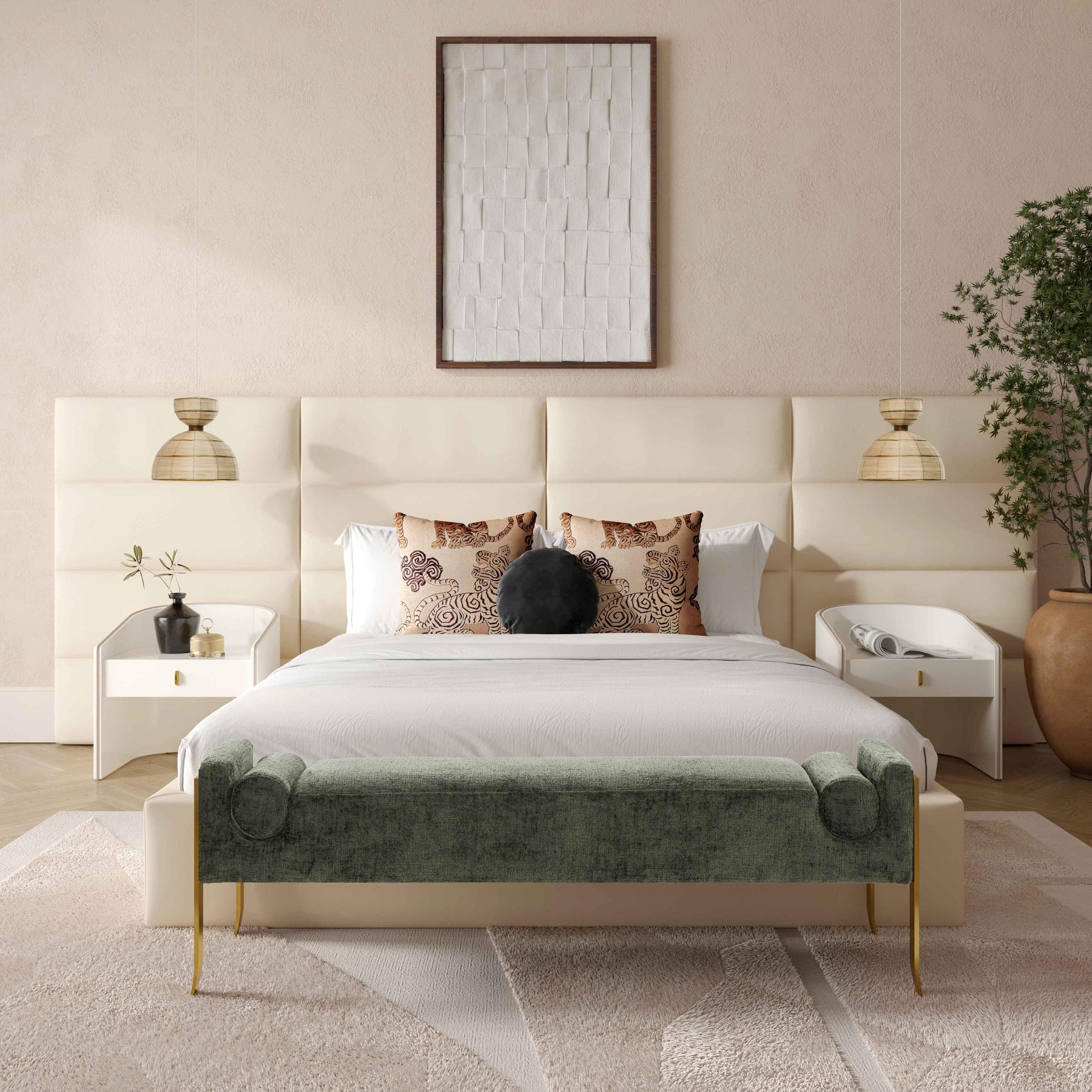 Eliana Performance Velvet Headboard Wings