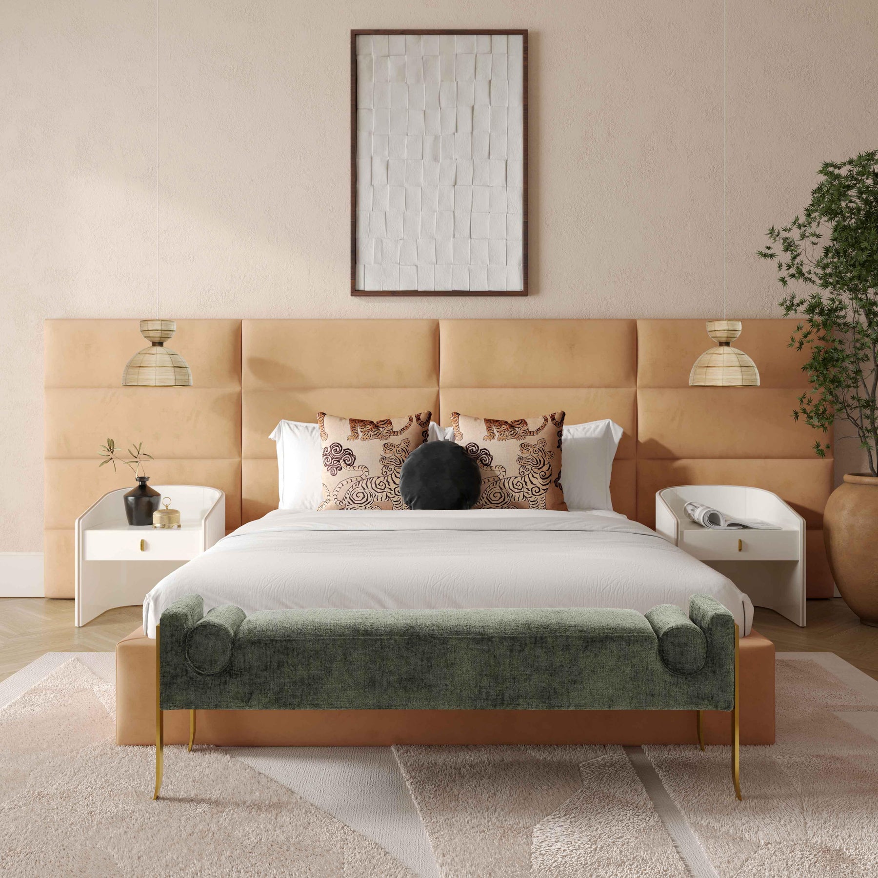 Eliana Performance Velvet Headboard Wings