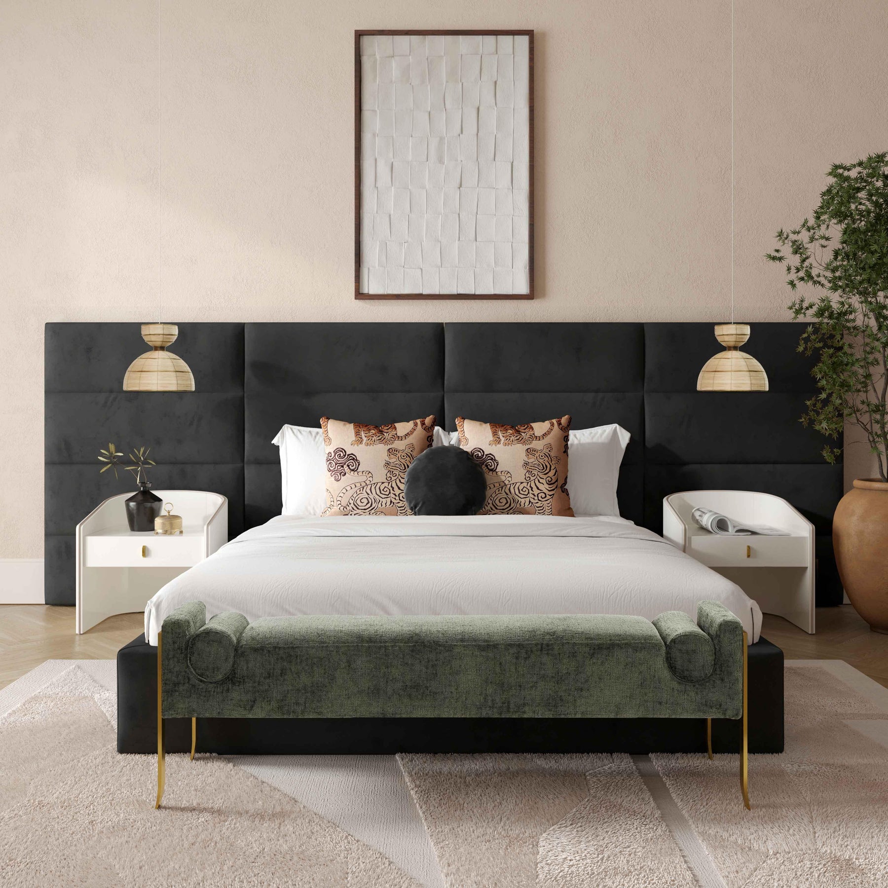 Eliana Performance Velvet Headboard Wings