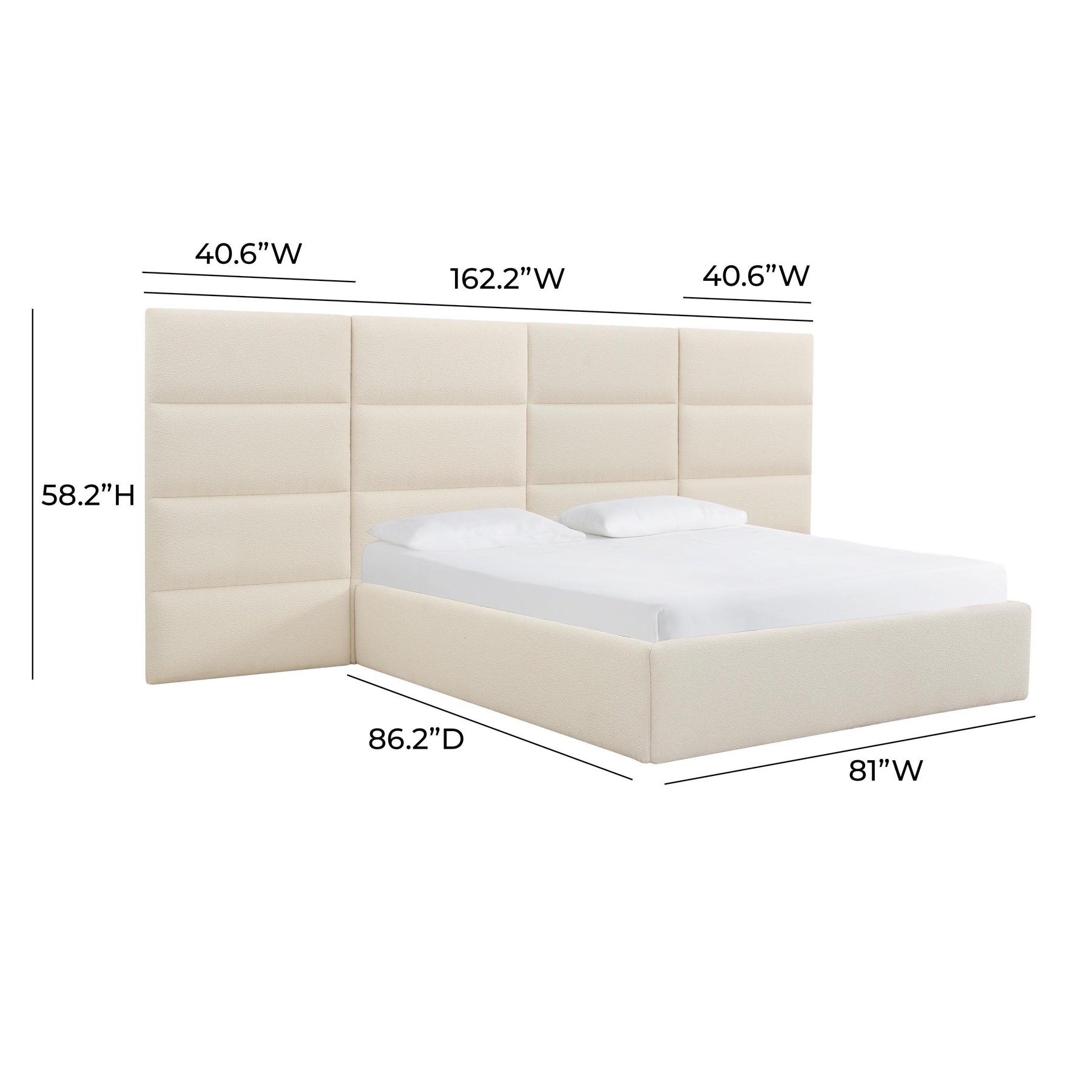 Eliana Cream Performance Boucle Headboard Wings