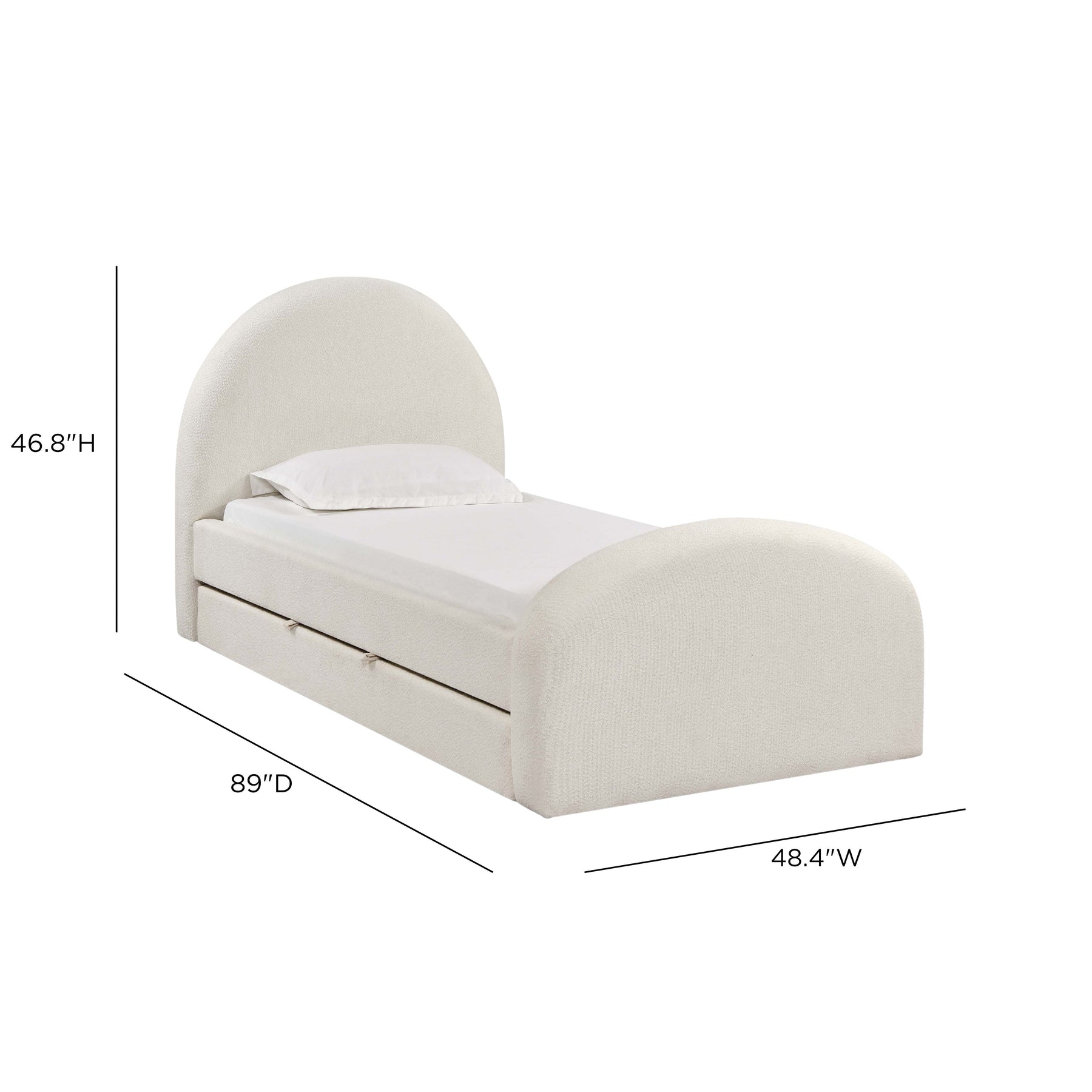 Moon Cream Performance Boucle Twin Trundle Bed