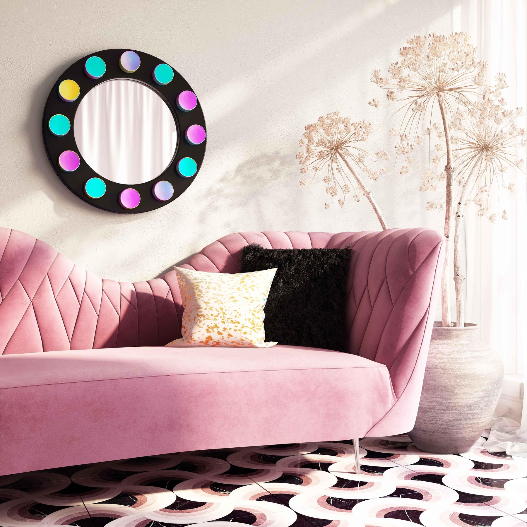 Rockstar 27.5" Black Round Wall Mirror