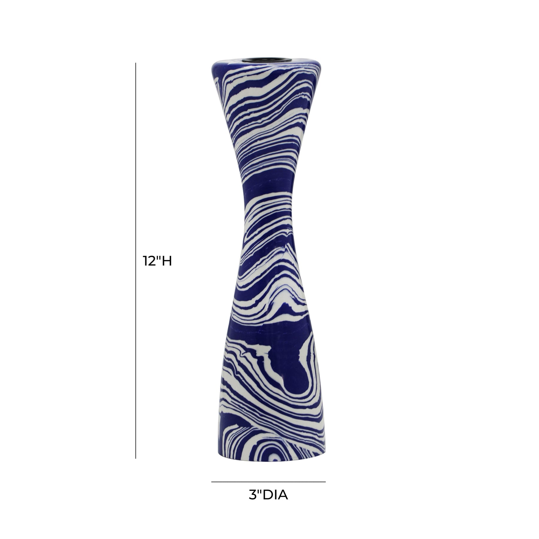 Serene Blue & White Swirl Resin Candlestick