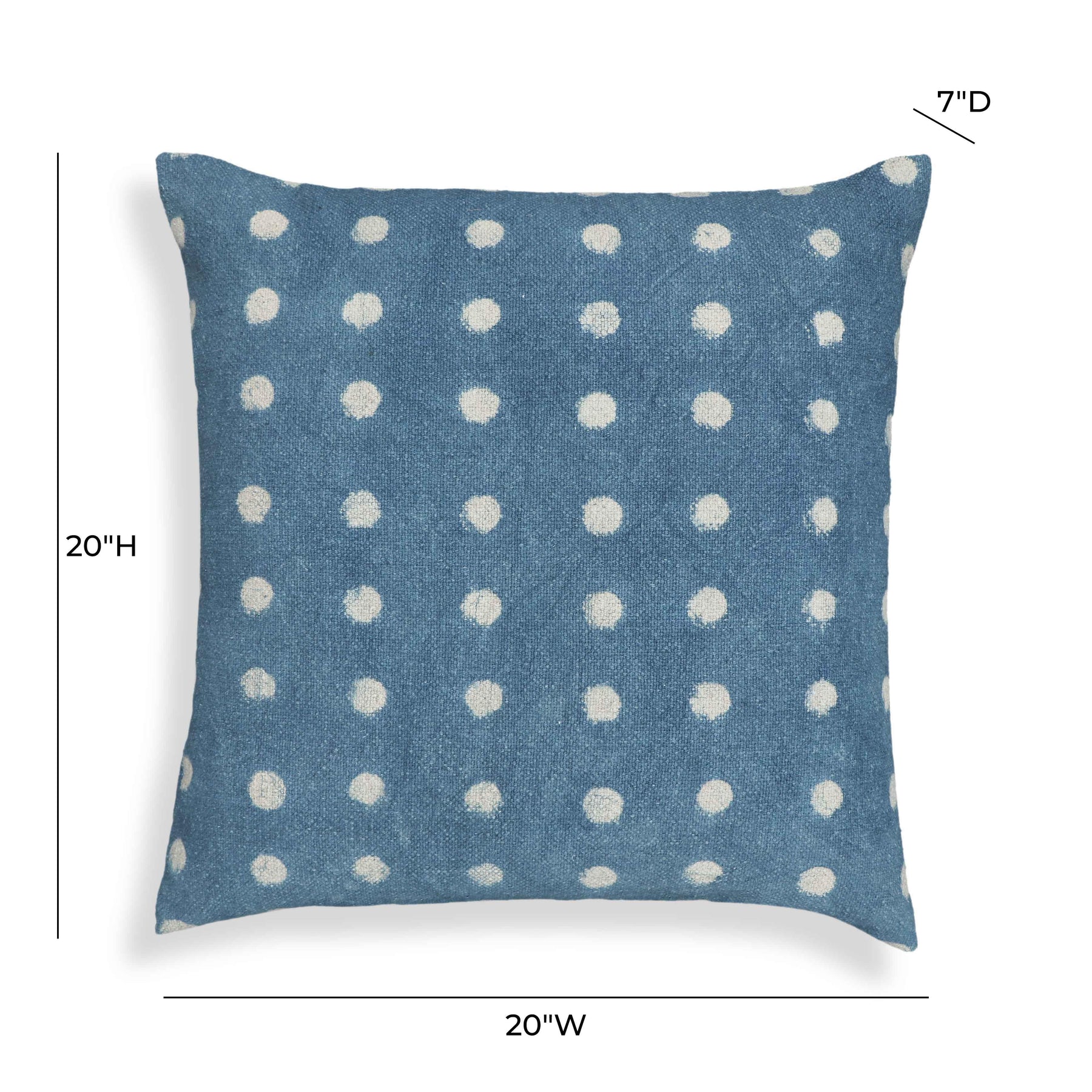 Indigo Dots 20" Cotton Square Throw Pillow Cover