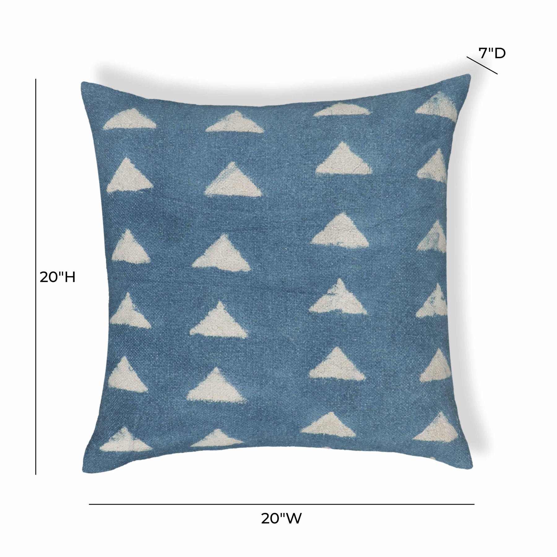 Indigo Triangles 20" Cotton Square Throw Pillow Cover