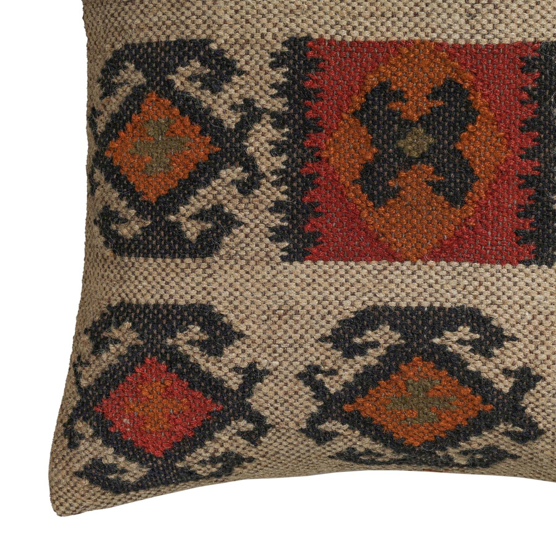 Terra 20"  Square Wool and Jute Kilim Throw Pillow