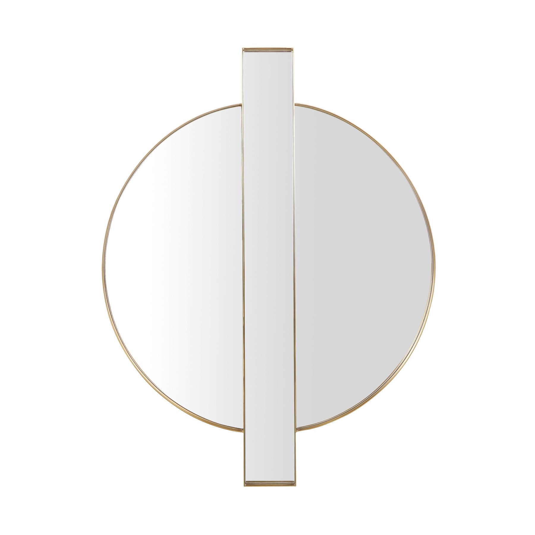 Carri 30"X39" Gold Round Wall Mirror
