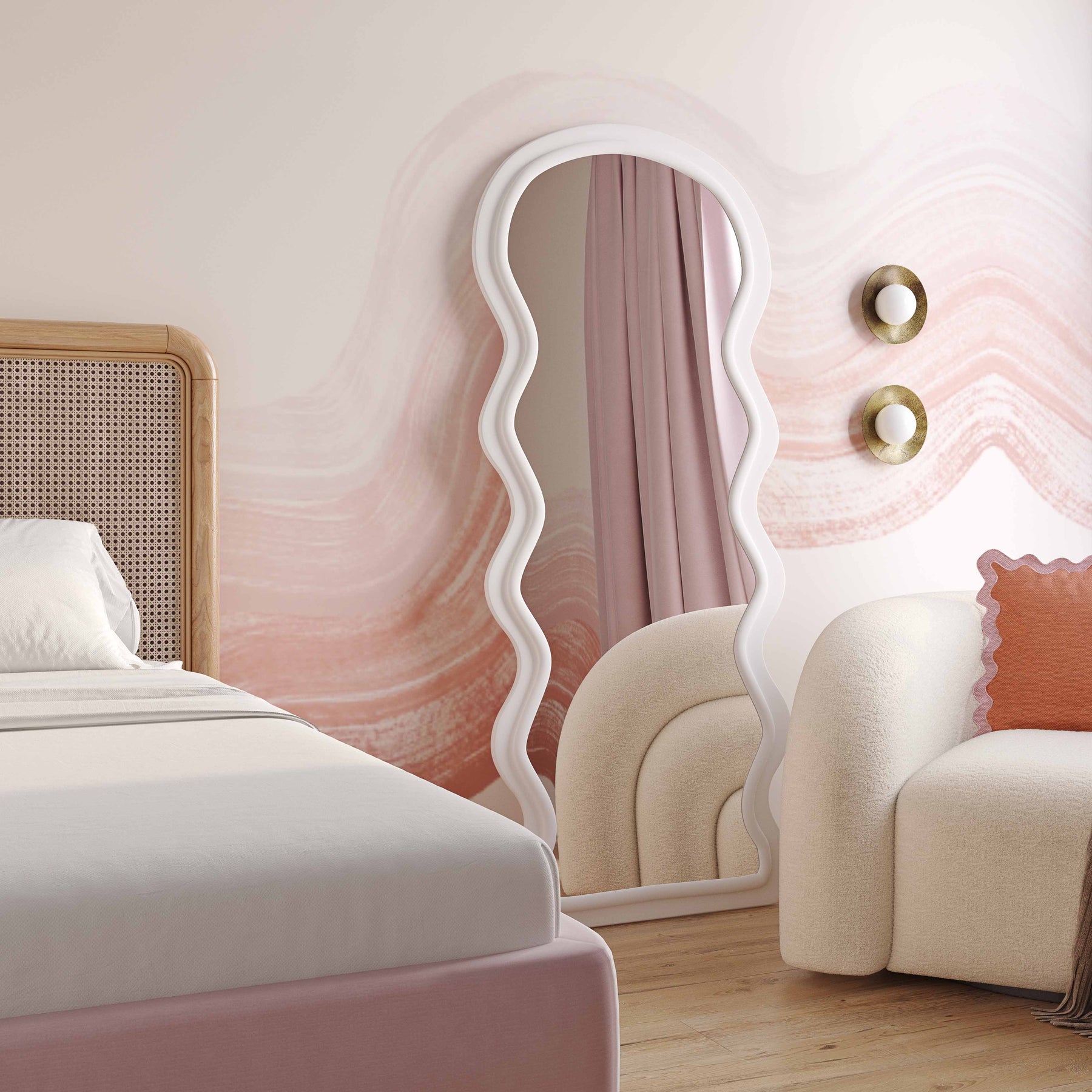 Rhodes 70" Velvet Floor Mirror