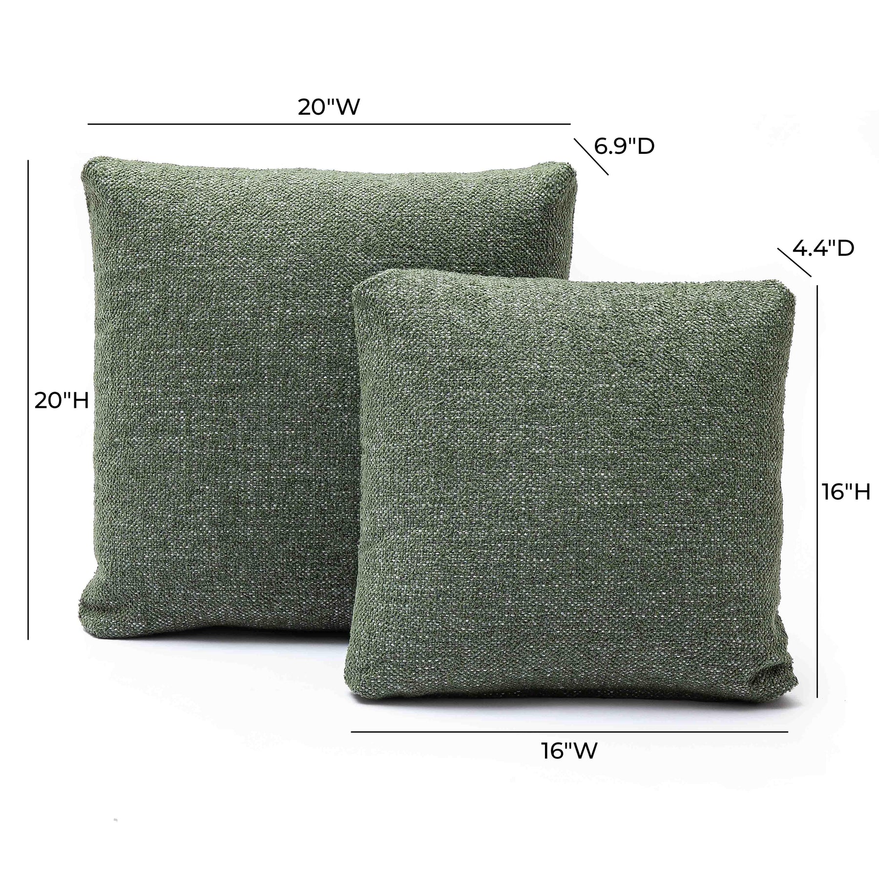 Malolo Green Basketweave Square Vegan-Down Throw Pillow Cover (16"-20")