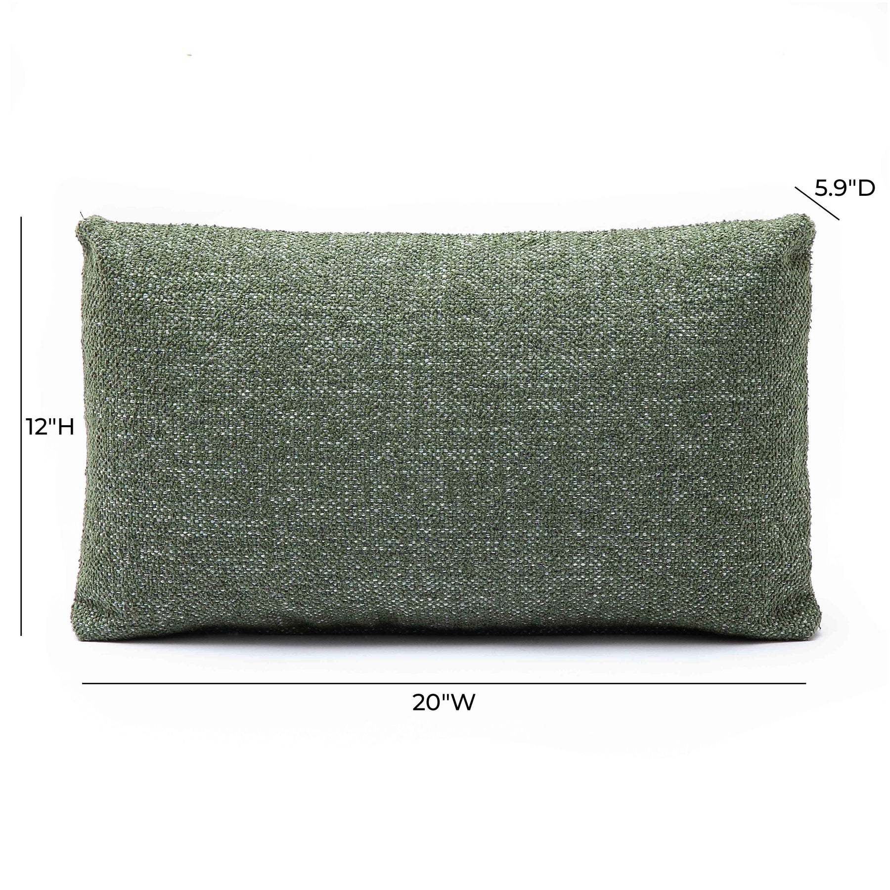 Malolo 20"X12" Green Basketweave Rectangular Vegan-Down Throw Pillow Cover