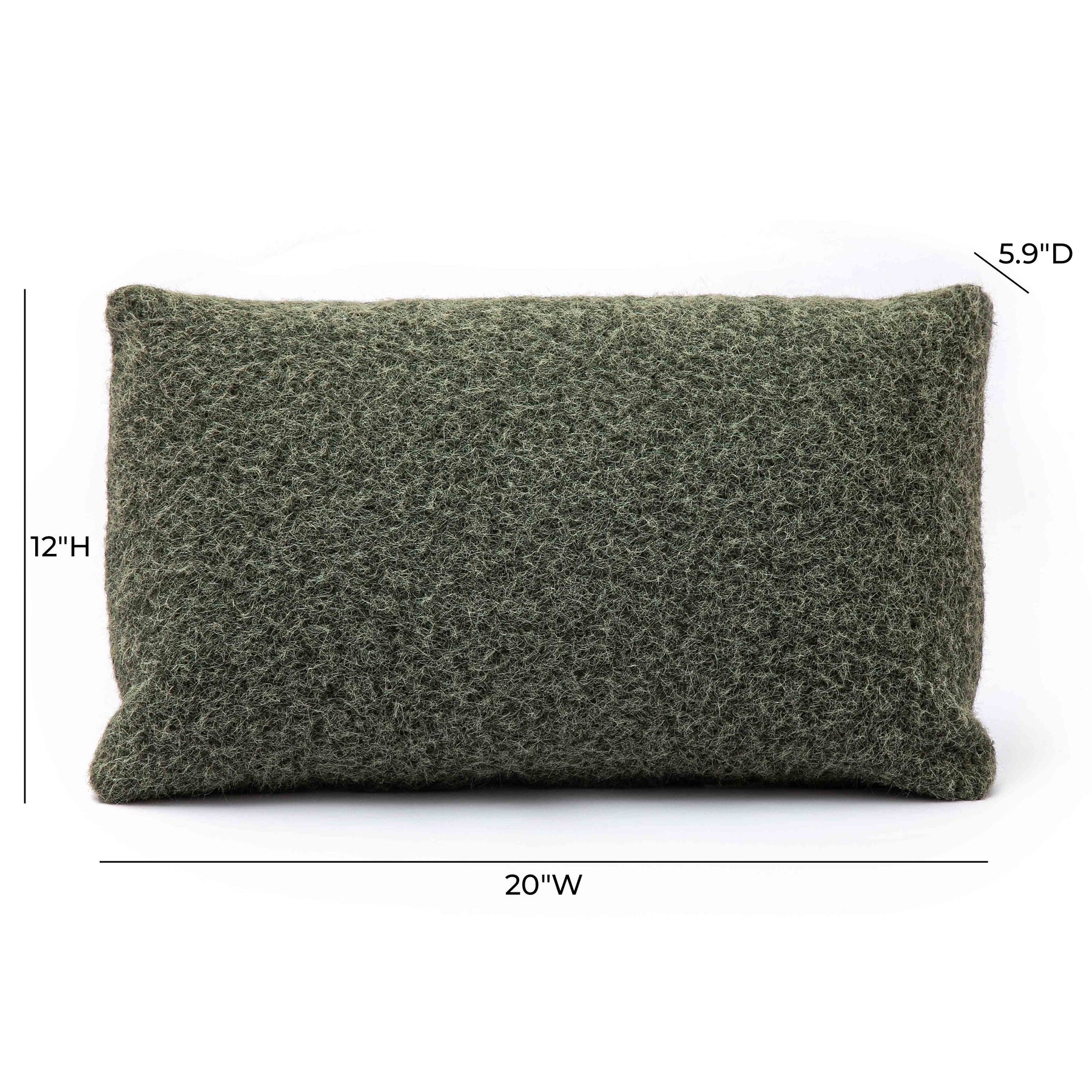 Malolo 20"X12" Long Mohair Rectangular Vegan-Down Throw Pillow Cover