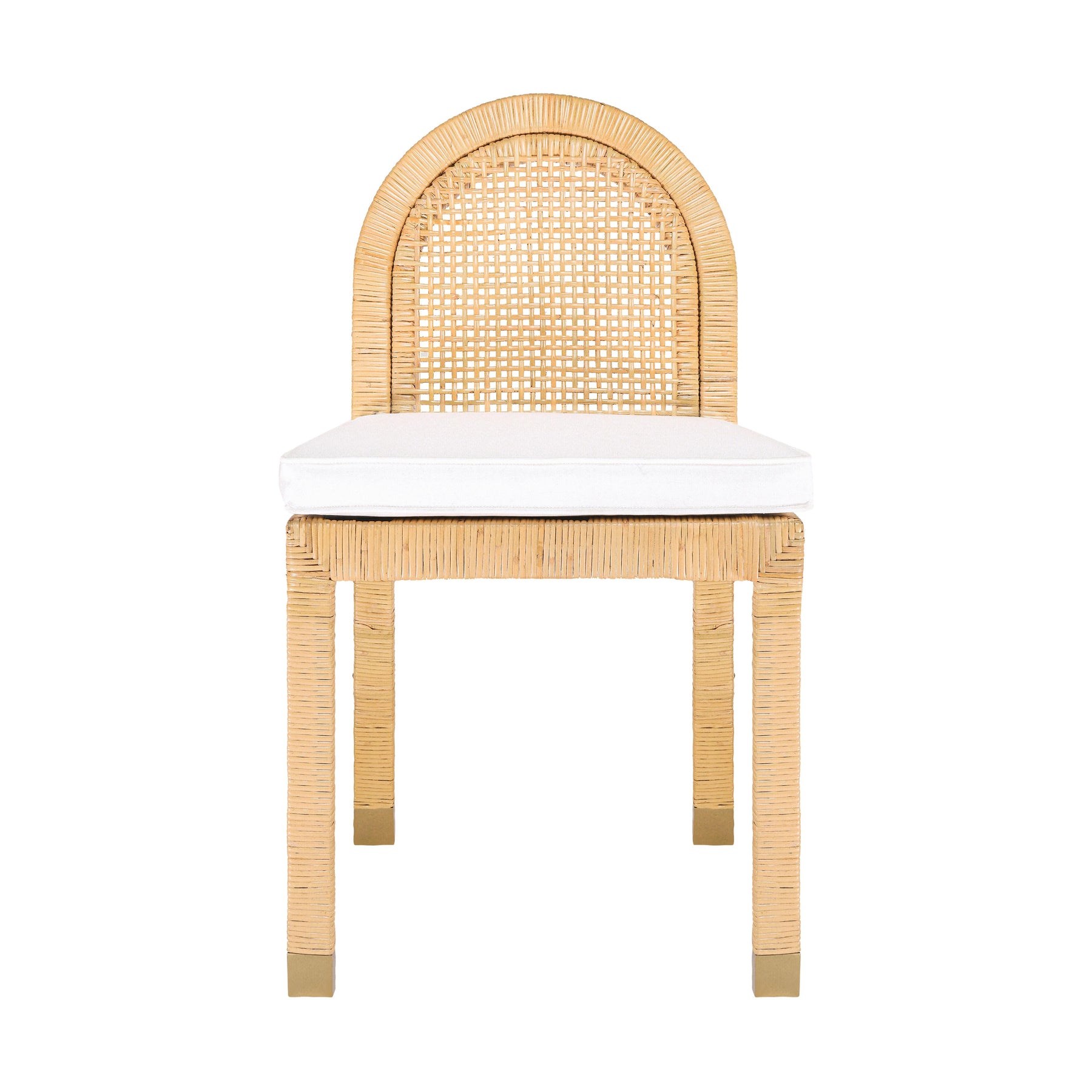 Amara Natural Rattan and Performance Fabric Arched Back Dining Chair