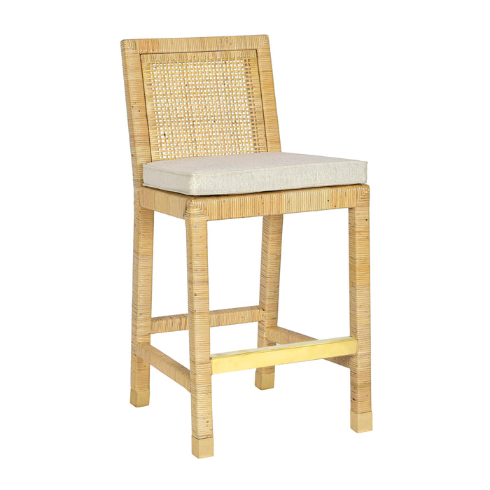 Amara Rattan & Cream Contract-Grade Linen Stool