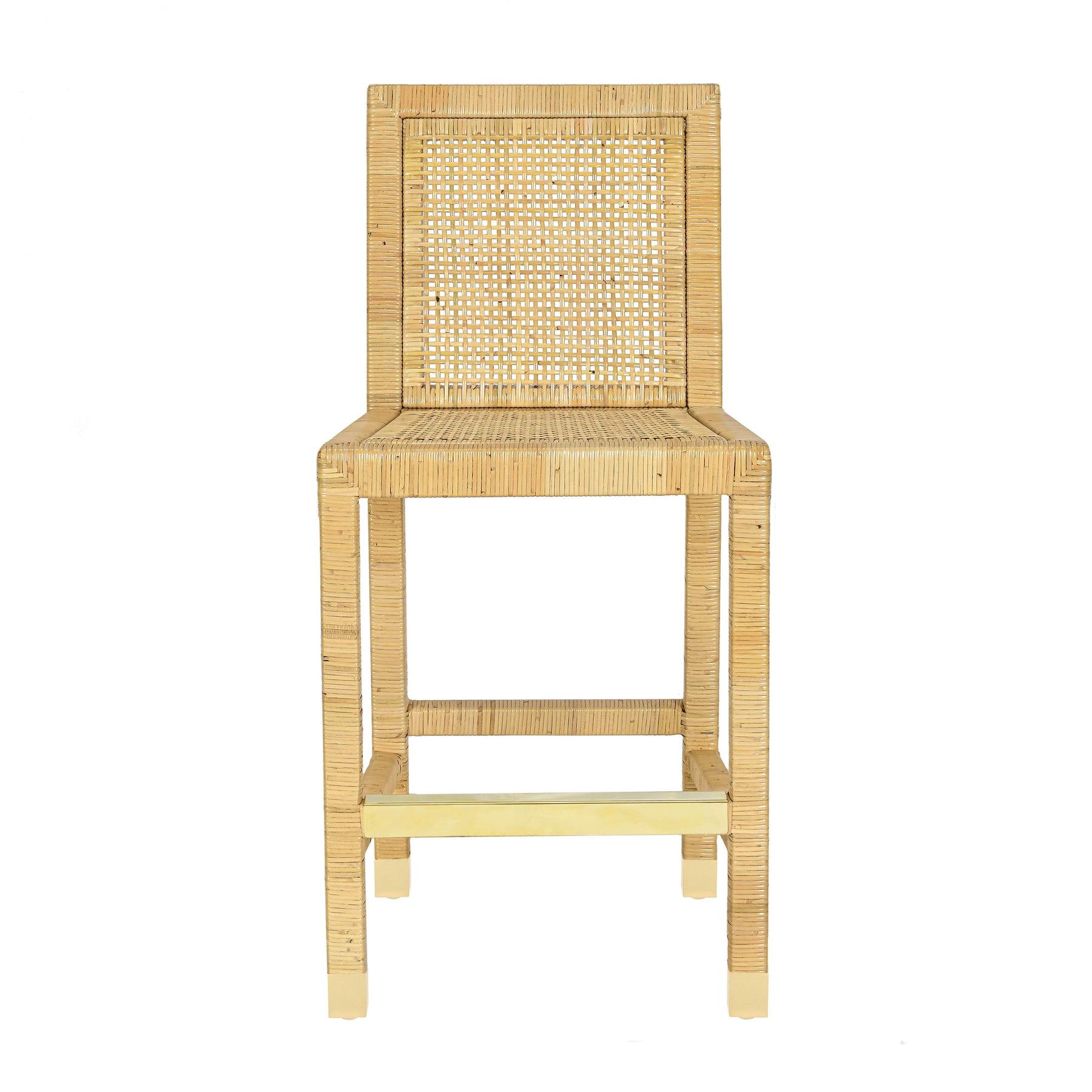 Amara Rattan & Cream Contract-Grade Linen Stool