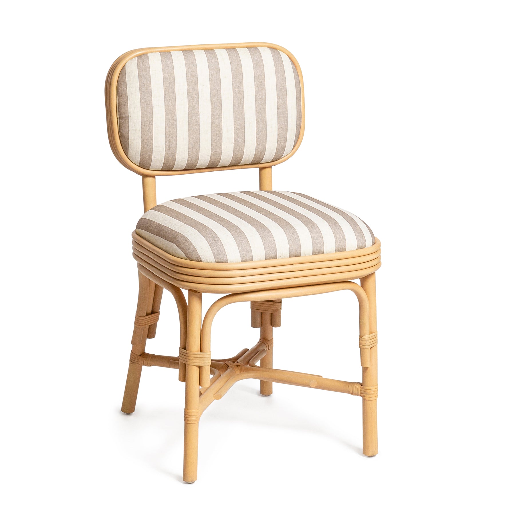Dorine Striped Performance Linen & Rattan Dining Chair