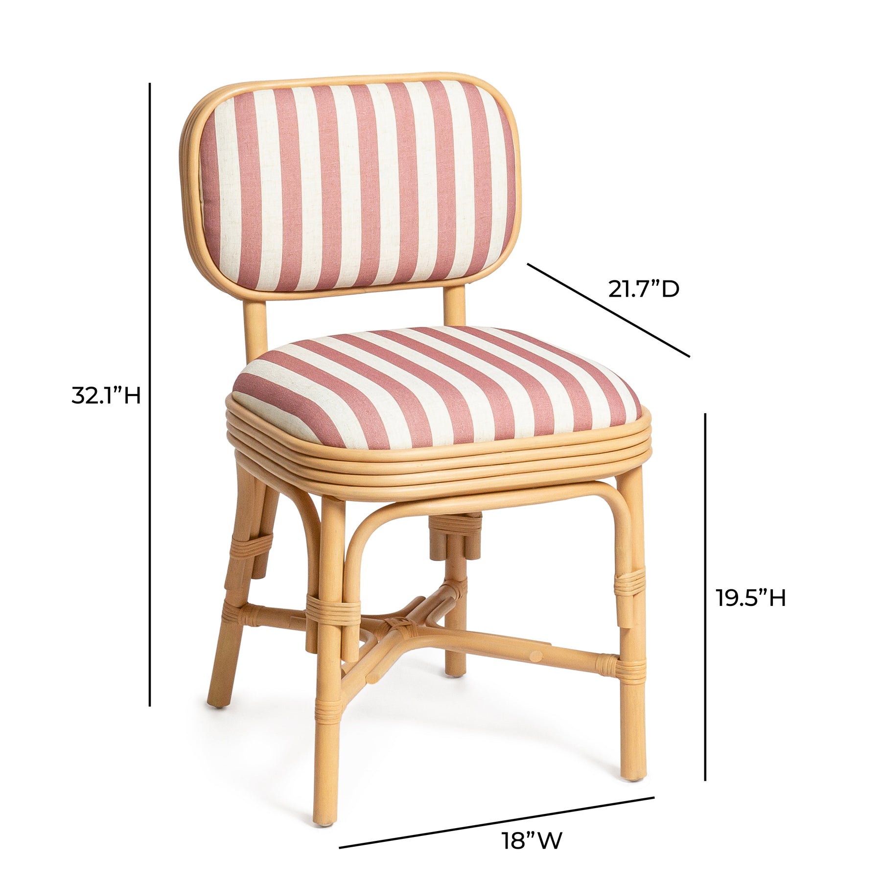 Dorine Striped Performance Linen & Rattan Dining Chair
