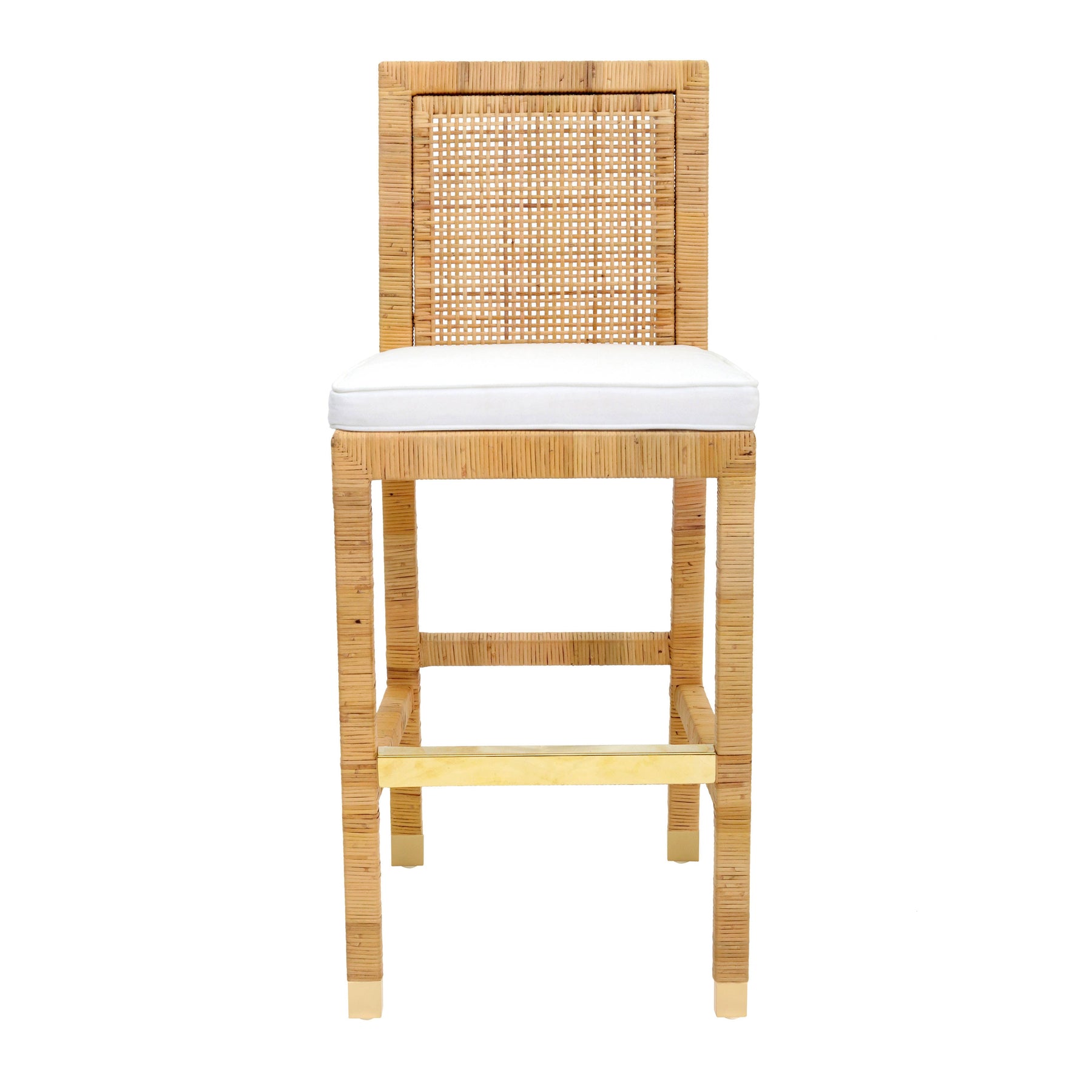 Amara Woven Rattan Performance Fabric Stool