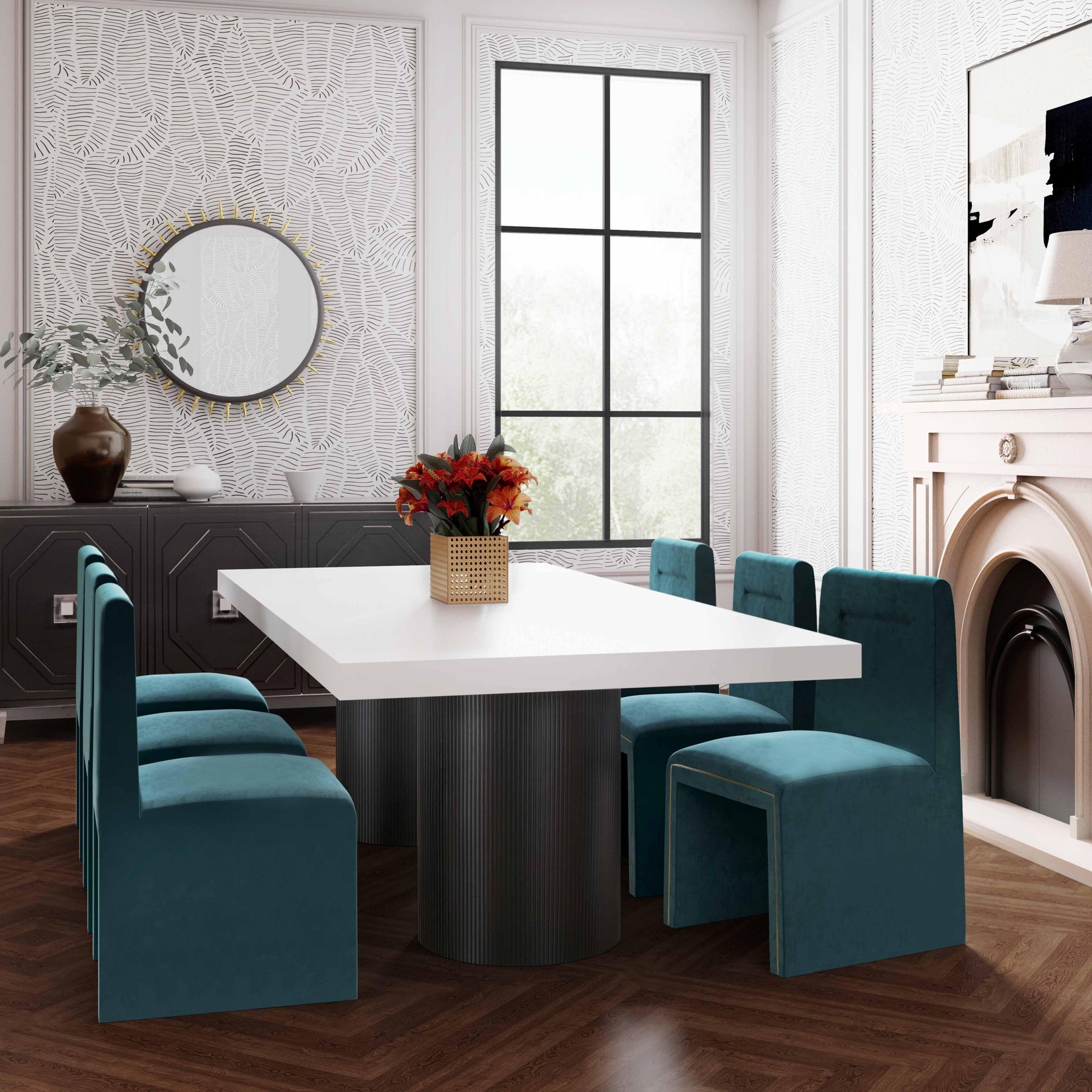 Nova 95" White Lacquer Rectangular Dining Table