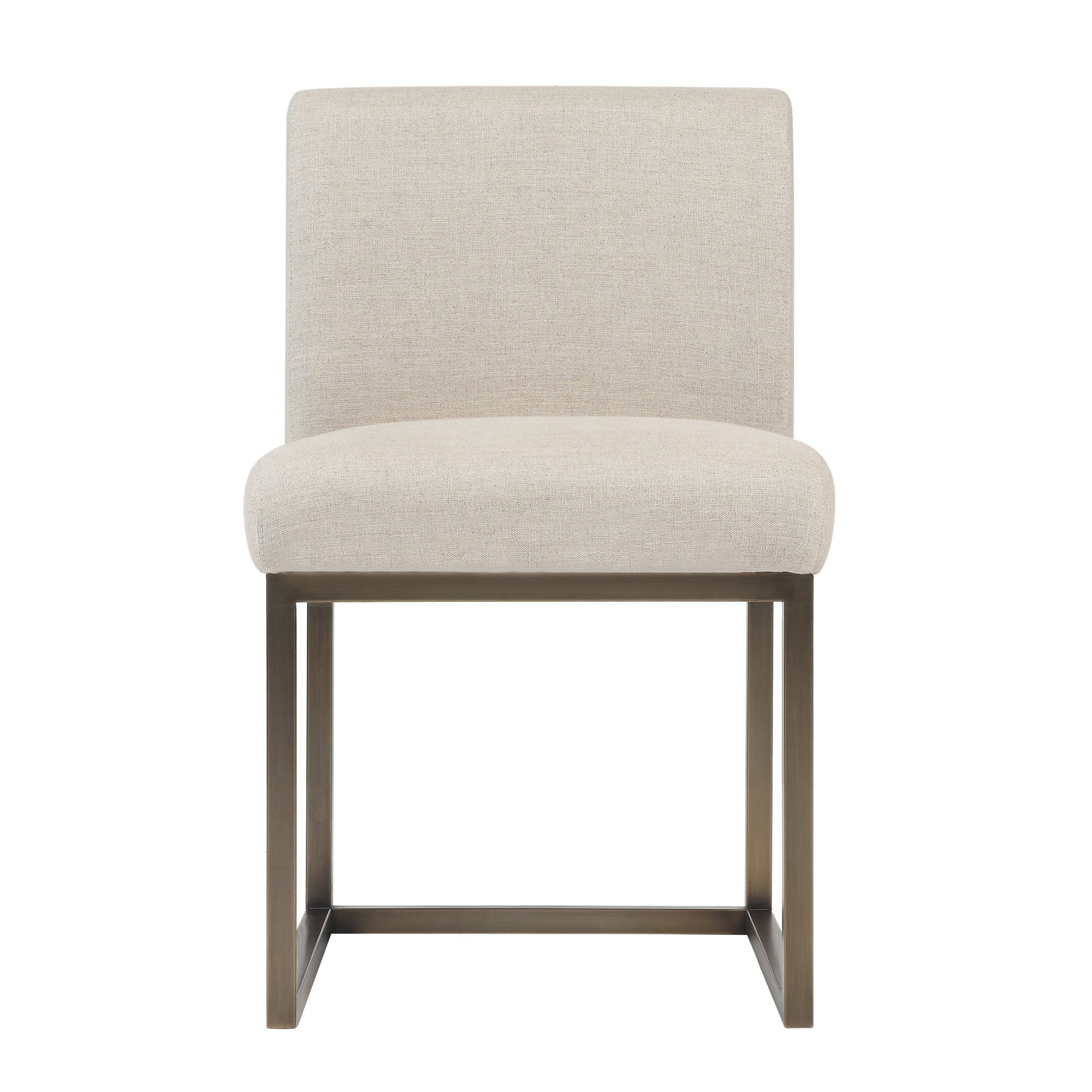 Haute Beige Linen Chair in Brass
