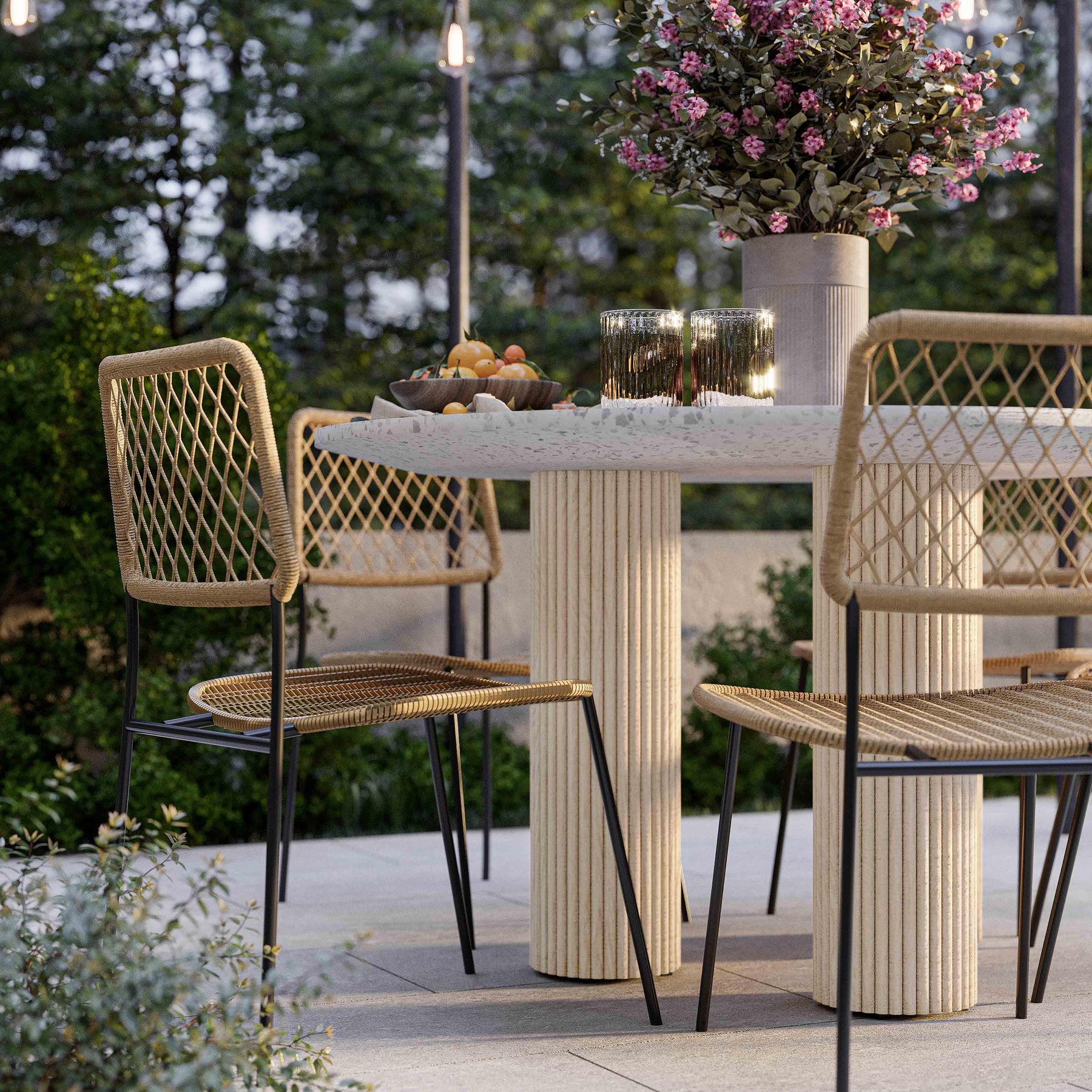 Parcino 47" Faux Terrazzo Concrete Indoor/Outdoor Round Dining Table