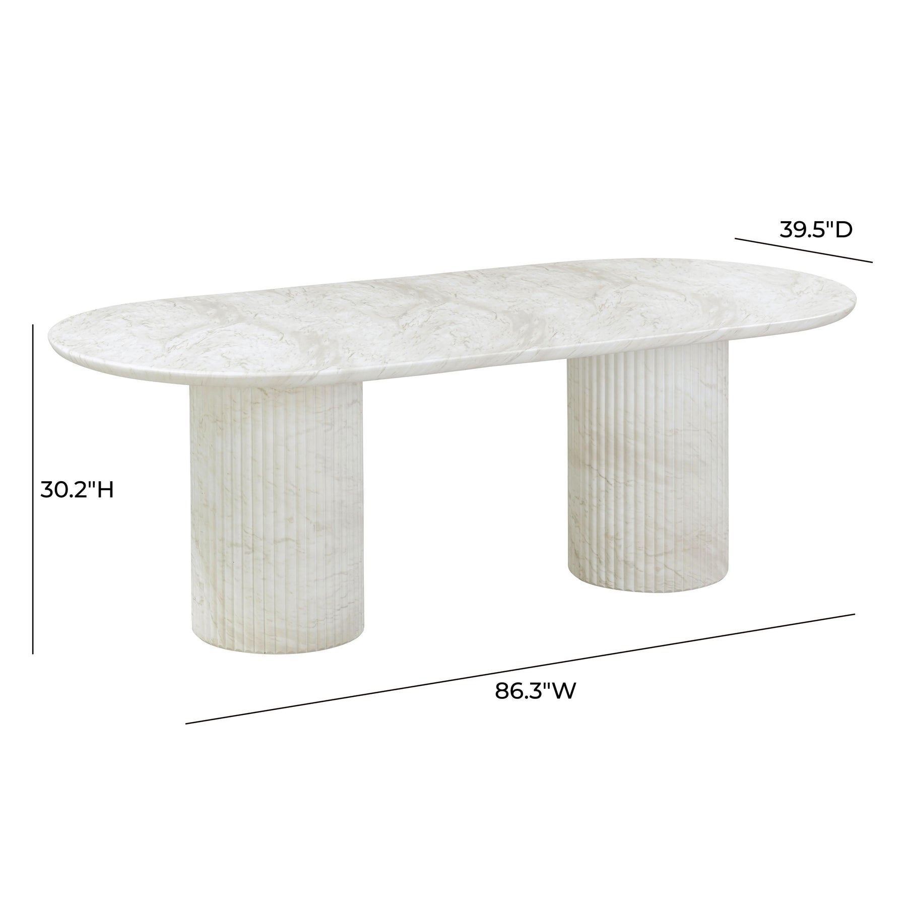 Brut 86" Concrete Patterned Indoor/Outdoor Oval Dining Table