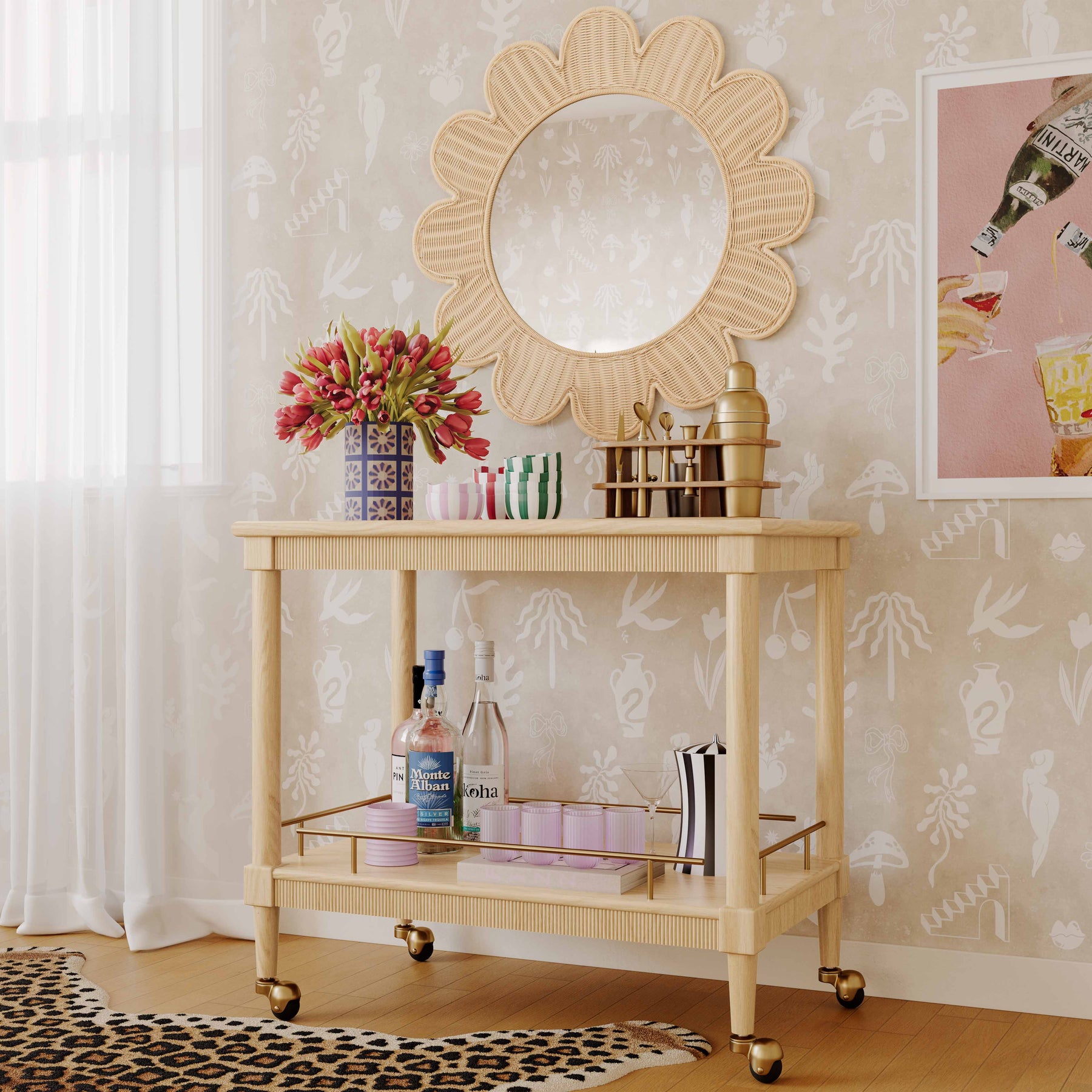 Slosh 37" Natural Ash Bar Cart