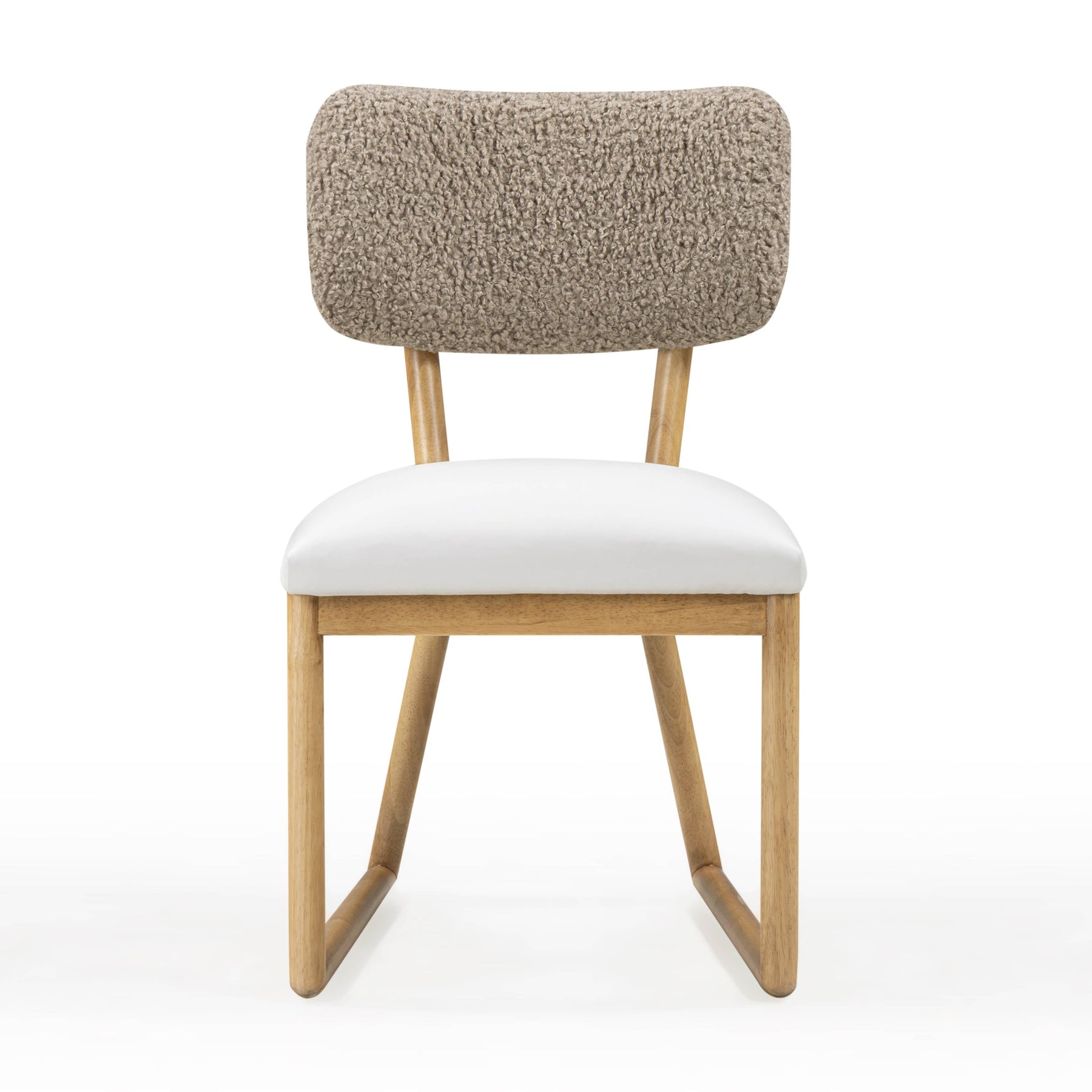 Bobbie Cream Performance Vegan Leather and Grey Vegan Shearling Dining Chair