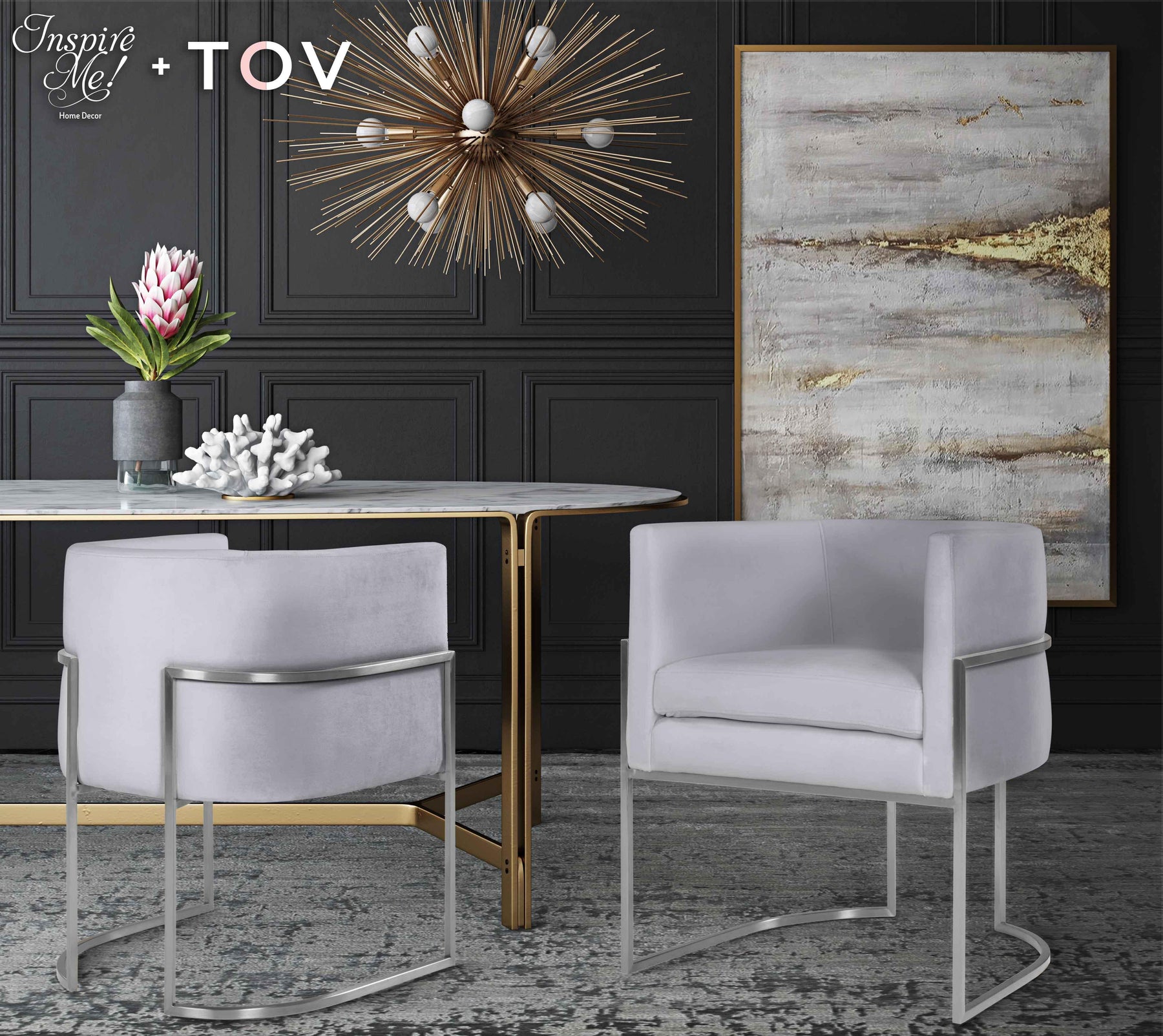Giselle Performance Velvet Dining Chair with Silver Base