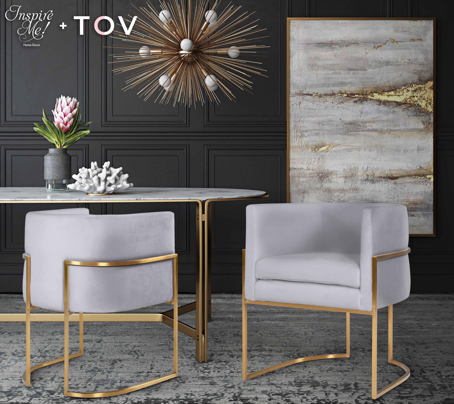 Giselle Performance Velvet Dining Chair with Gold Base