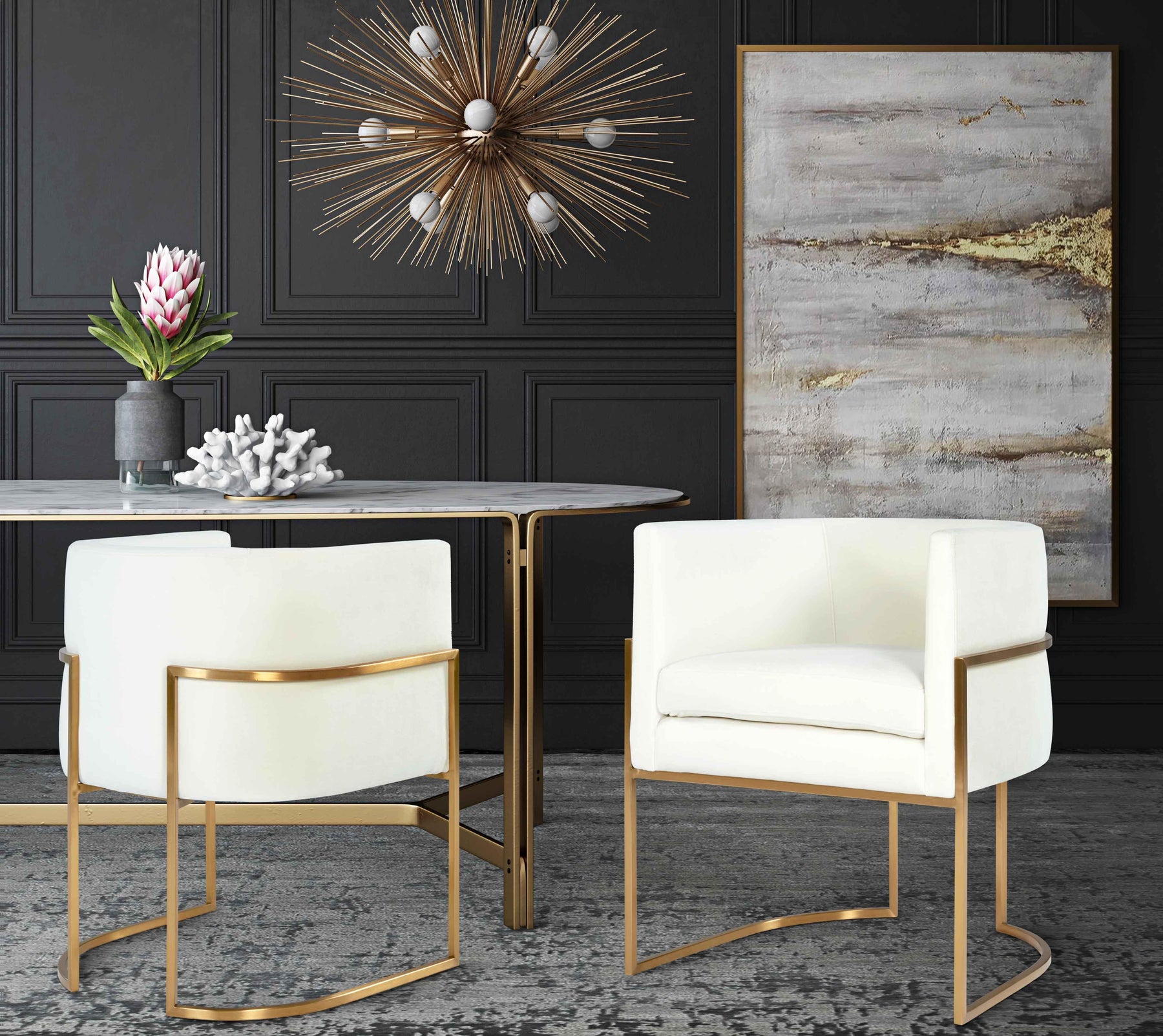 Giselle Performance Velvet Dining Chair with Gold Base