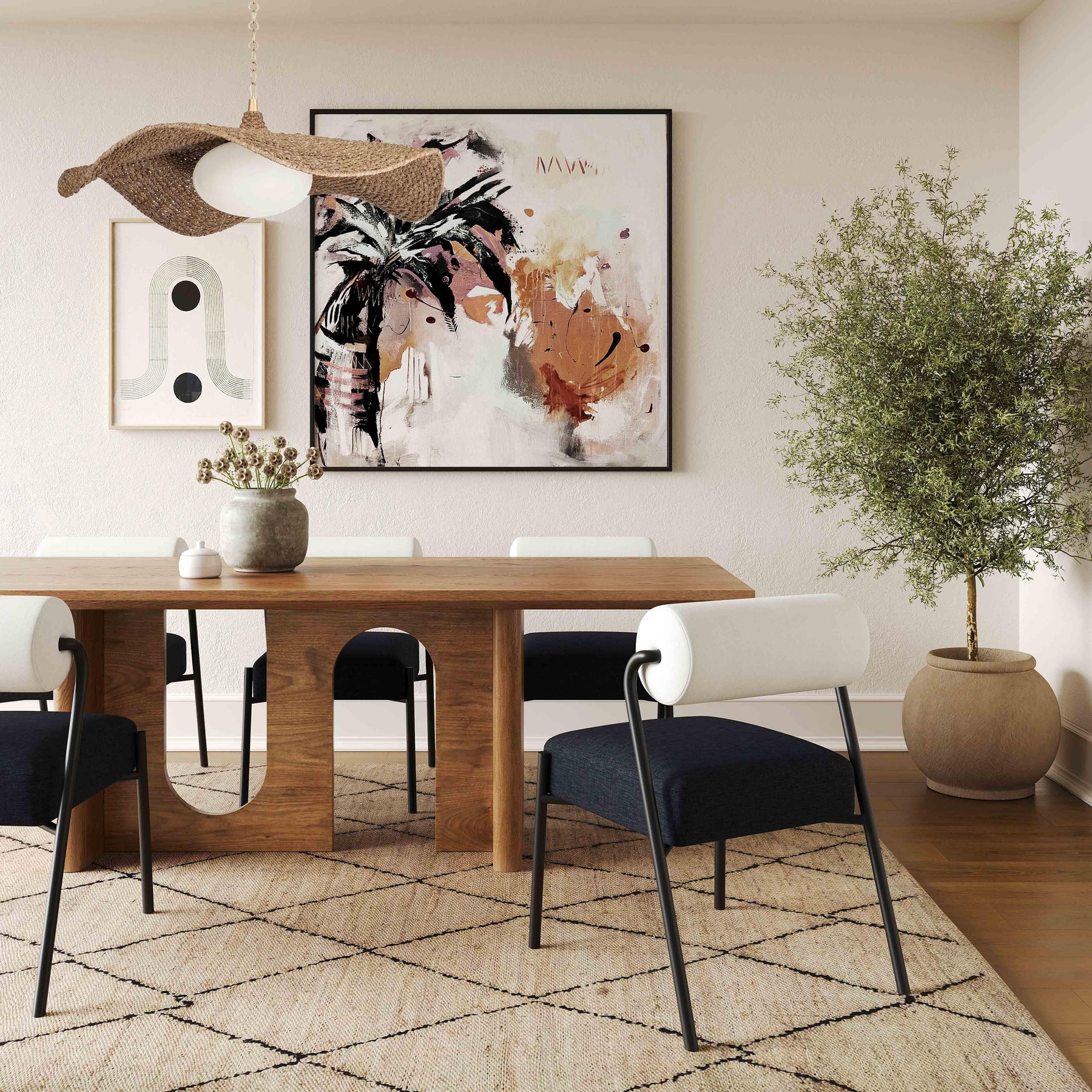 Satra 92" Walnut Rectangular Dining Table