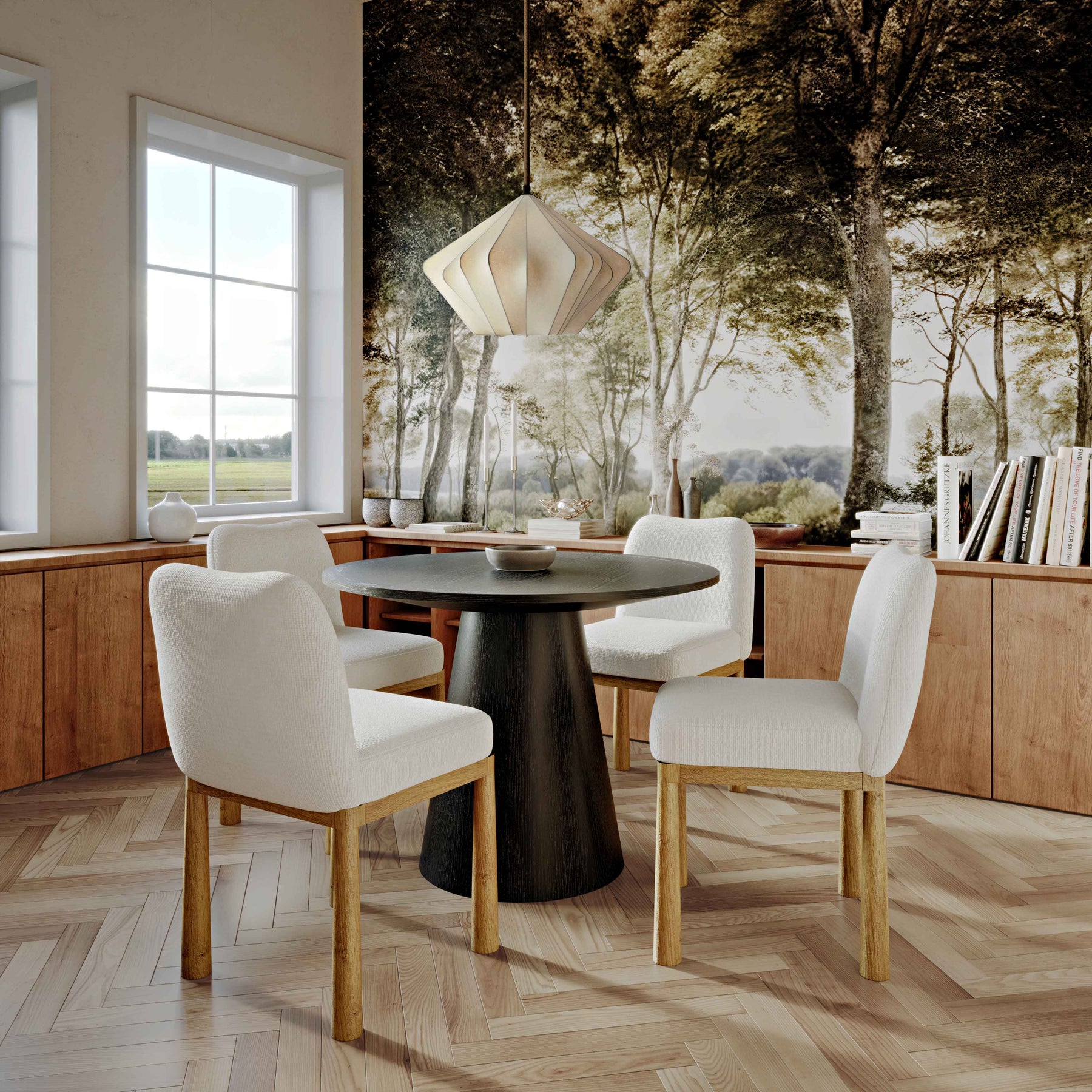 Tiara Performance Velvet and Oak Dining Chair