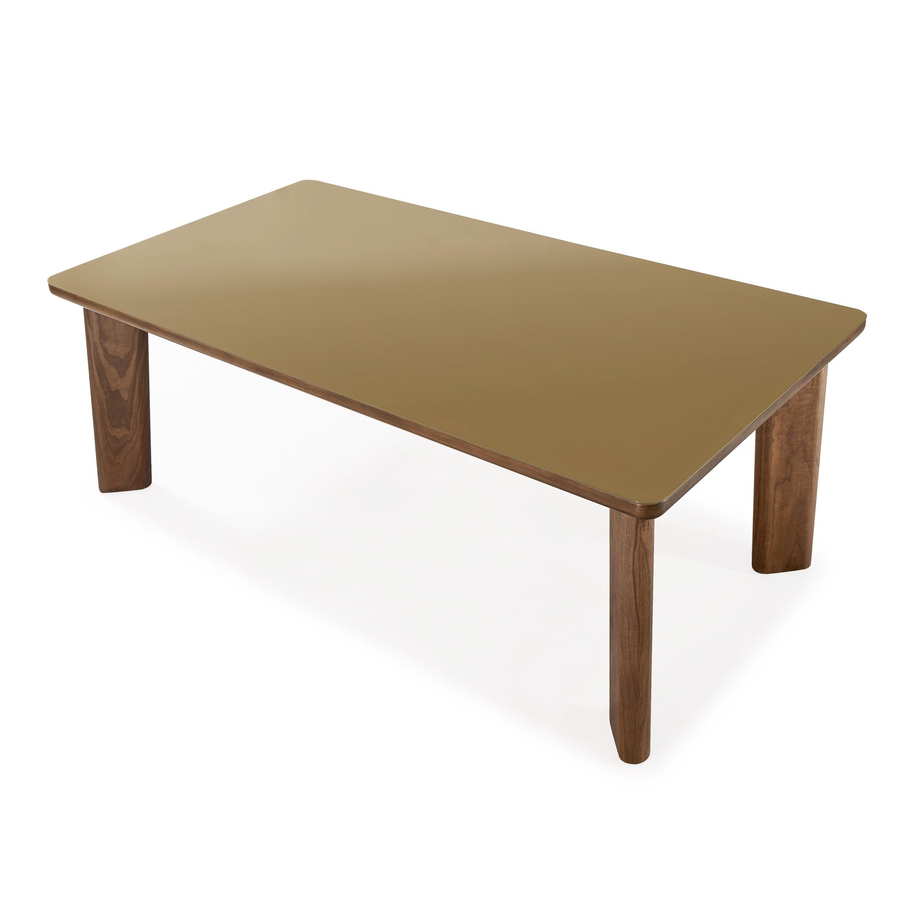Oani  83" Walnut and Glass Rectangular Dining Table